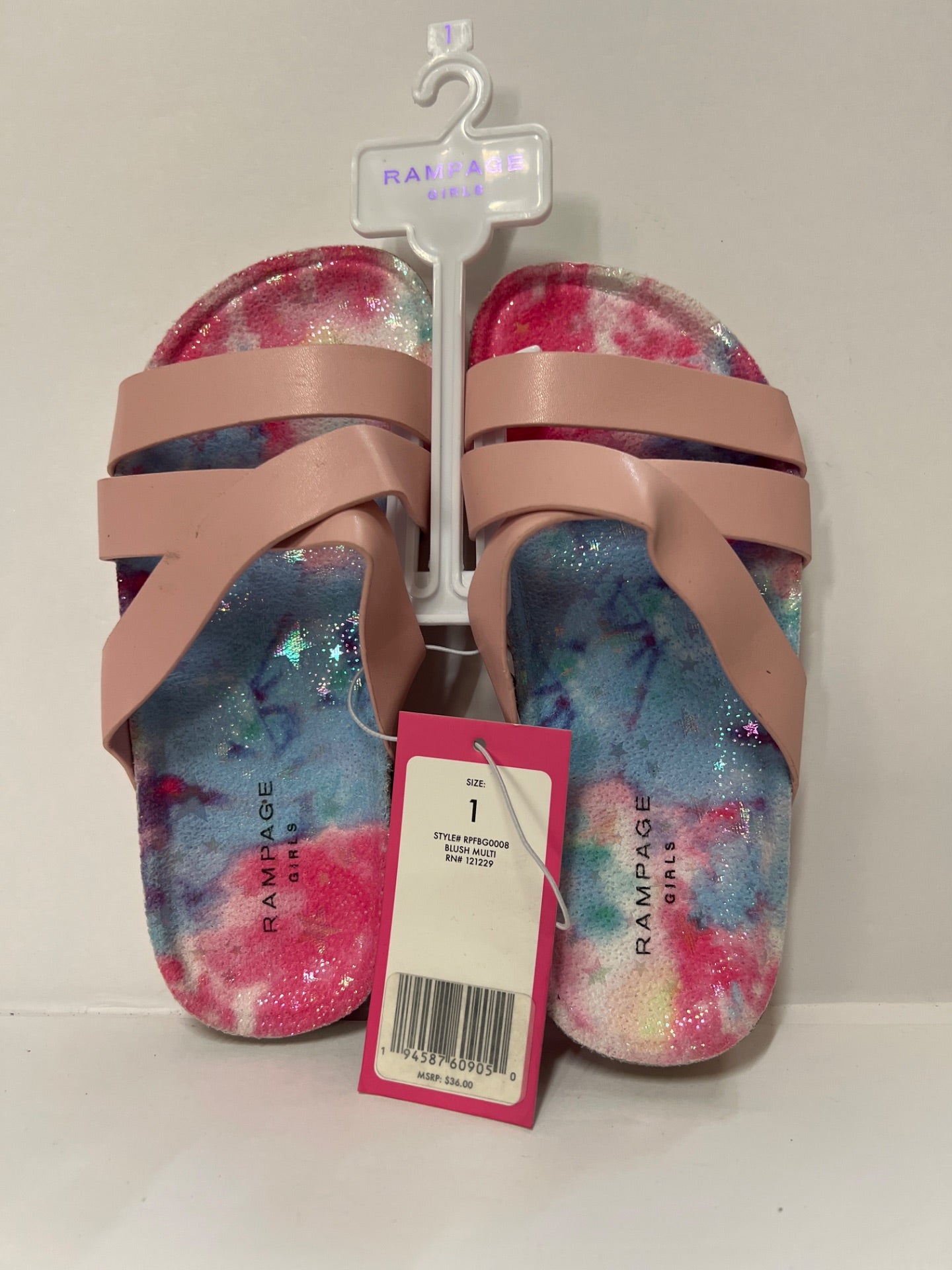 Rampage - Girls Pink Slip on Sandals - Size 1 (Retail Price $36)