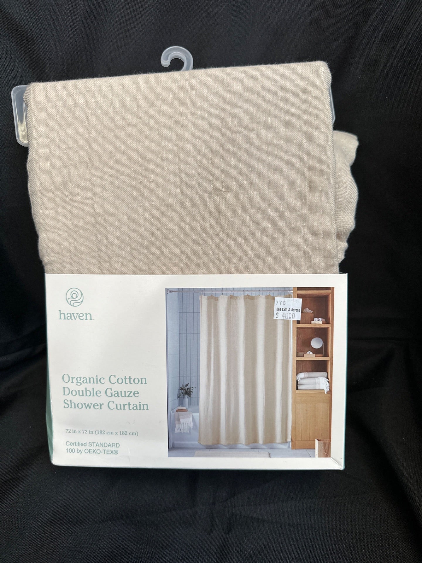 Haven 72-Inch X 72-Inch Double Gauze Organic Cotton Shower Curtain in Pumice (Retail Price $40)