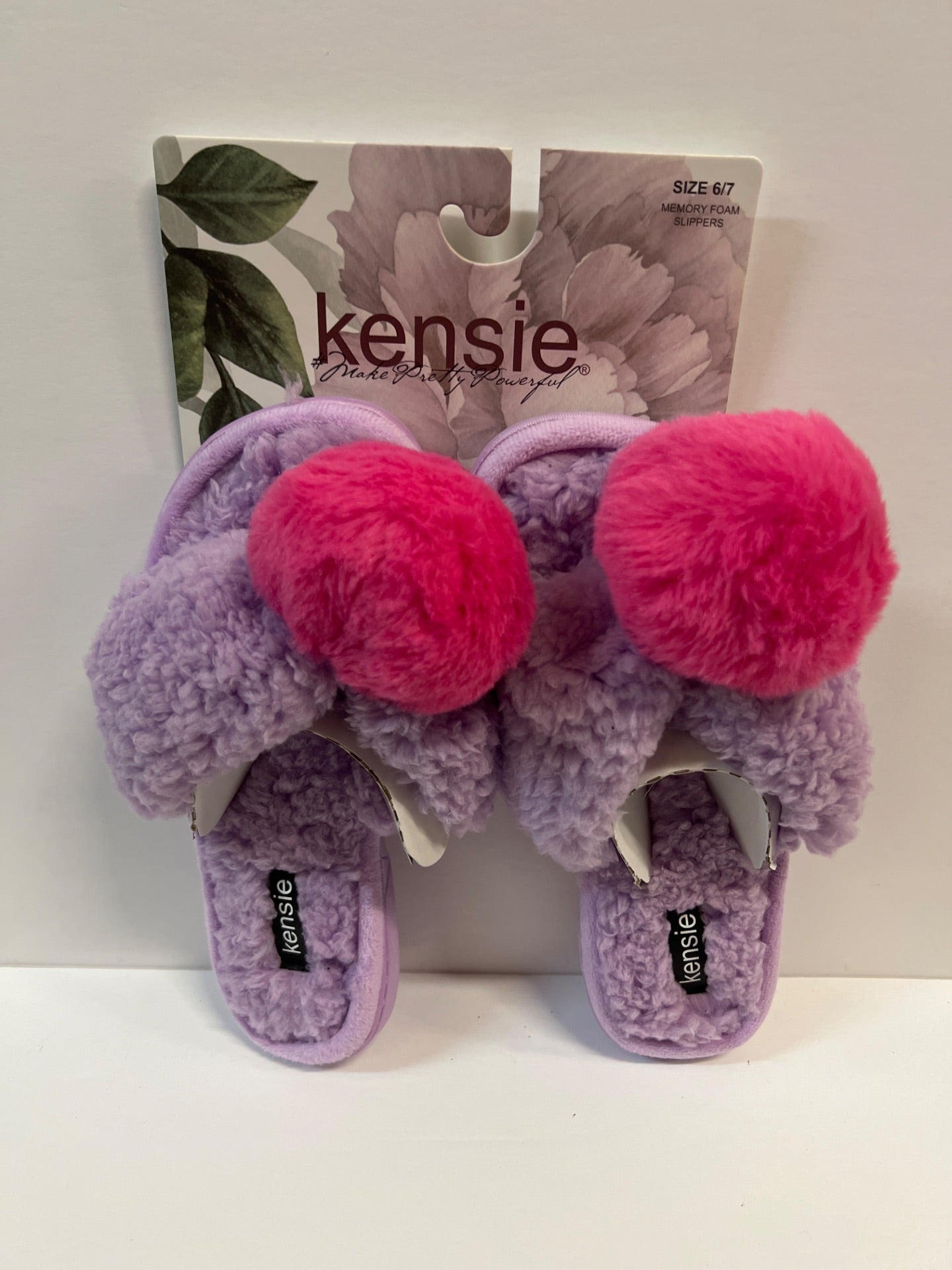 Kensie Women Memory Slippers - Purple/Hot Pink - Size 6/7 (Retail Price $32)