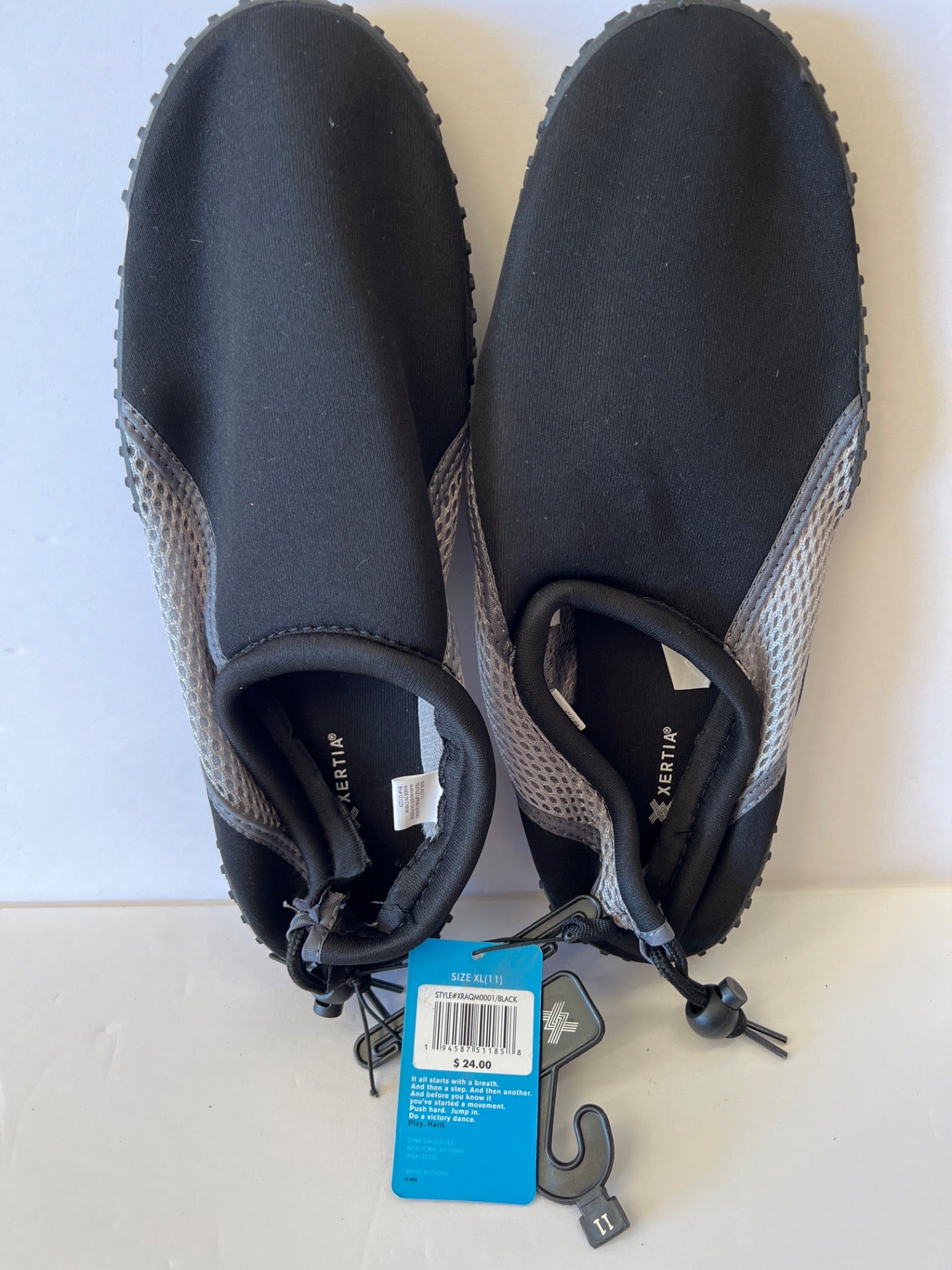 Aqua Shoes with Drawstring - Light Black/Grey - Size XL (11) (Retail Price $24)