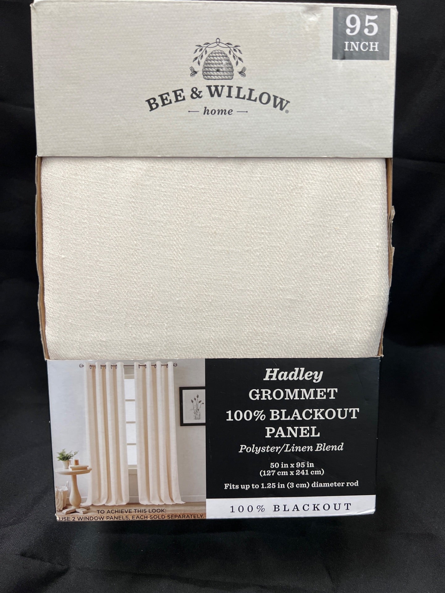 Bee & Willow Hadley 95-Inch 100% Blackout Curtain Panel in Ivory (Single) (Retail Price $50)