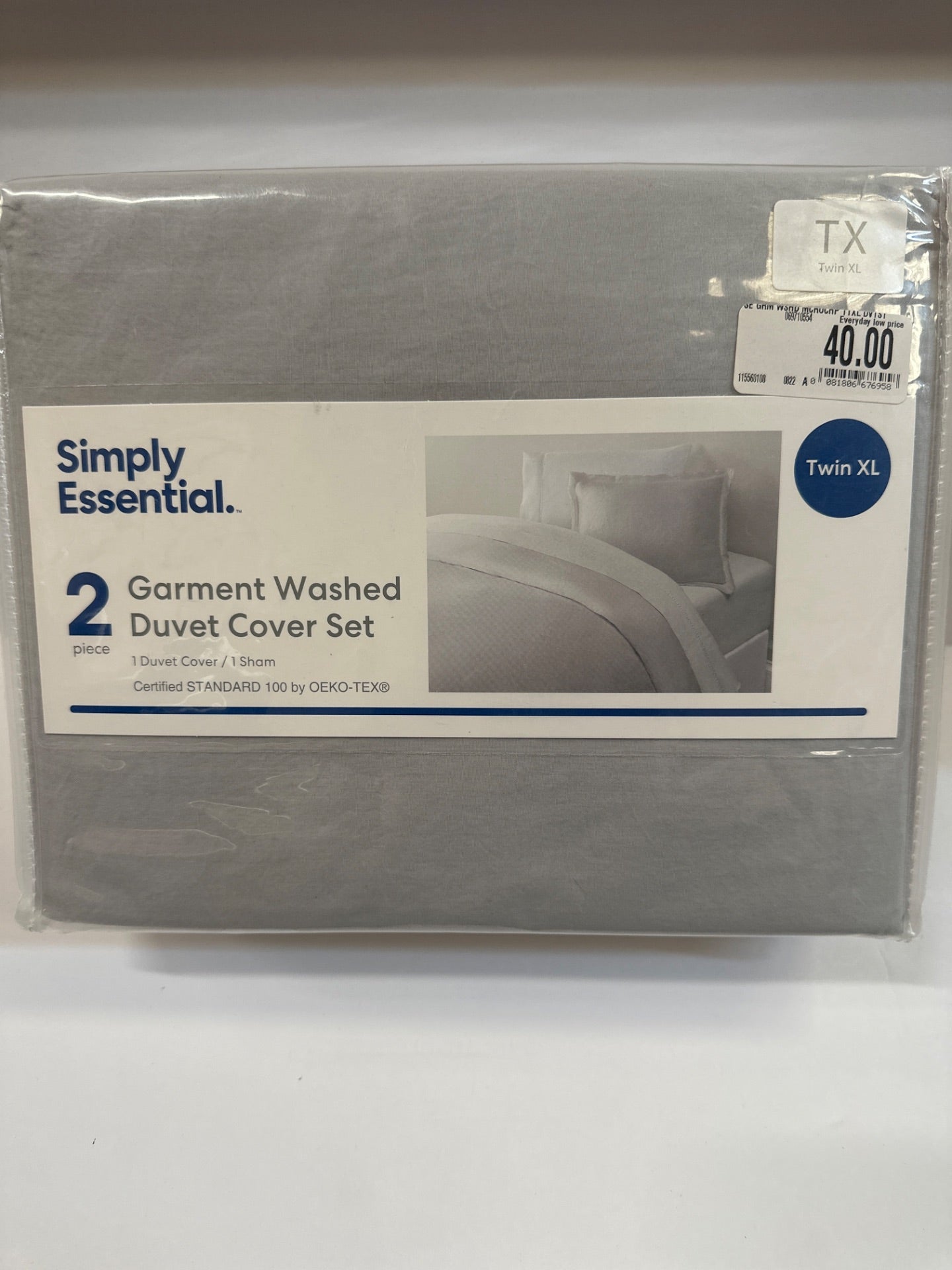 Simply Essential Garment Washed 2-Piece Twin/Twin XL Duvet Cover Set in Microchip Grey (Retail Price $40)