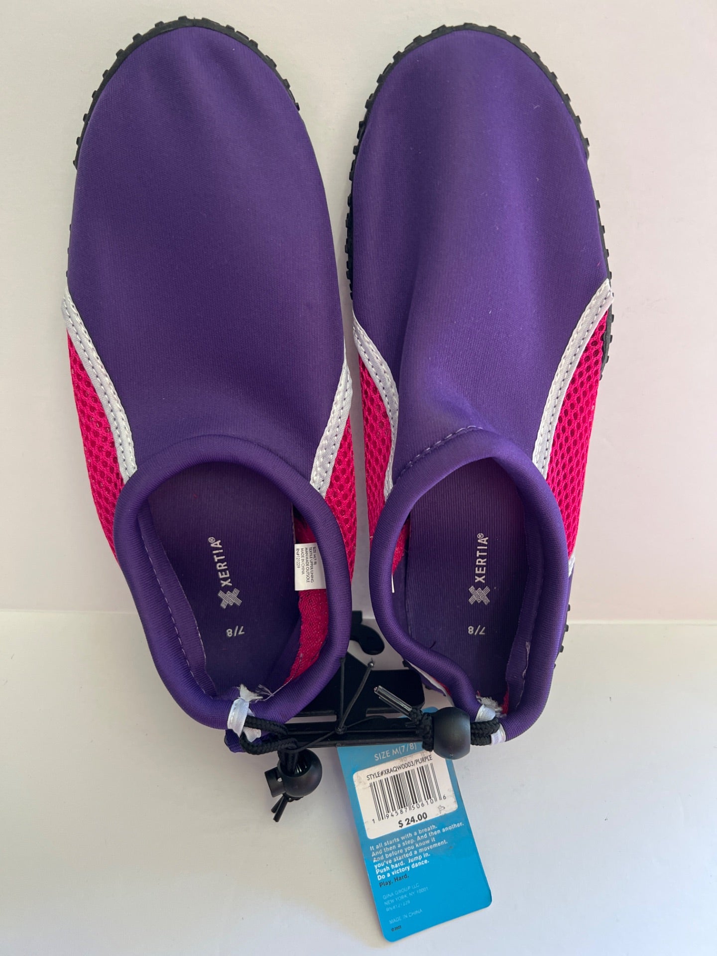 Aqua Shoes with Drawstring - Purple/Pink - Size M (7/8) (Retail Price $24)