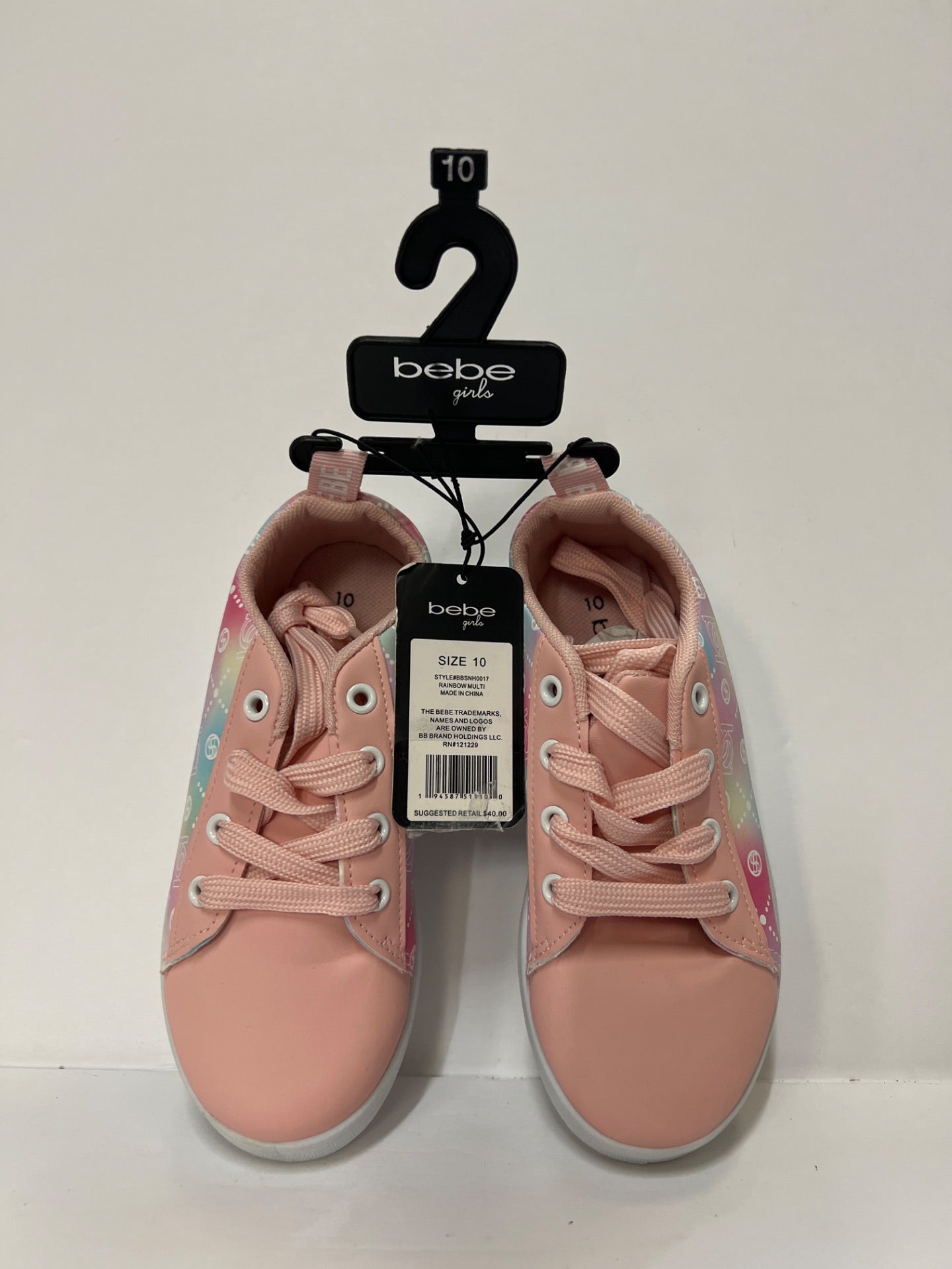 Bebe Pink & White Rainbow Sneaker - Girls - Size 10 (Retail Price $40)