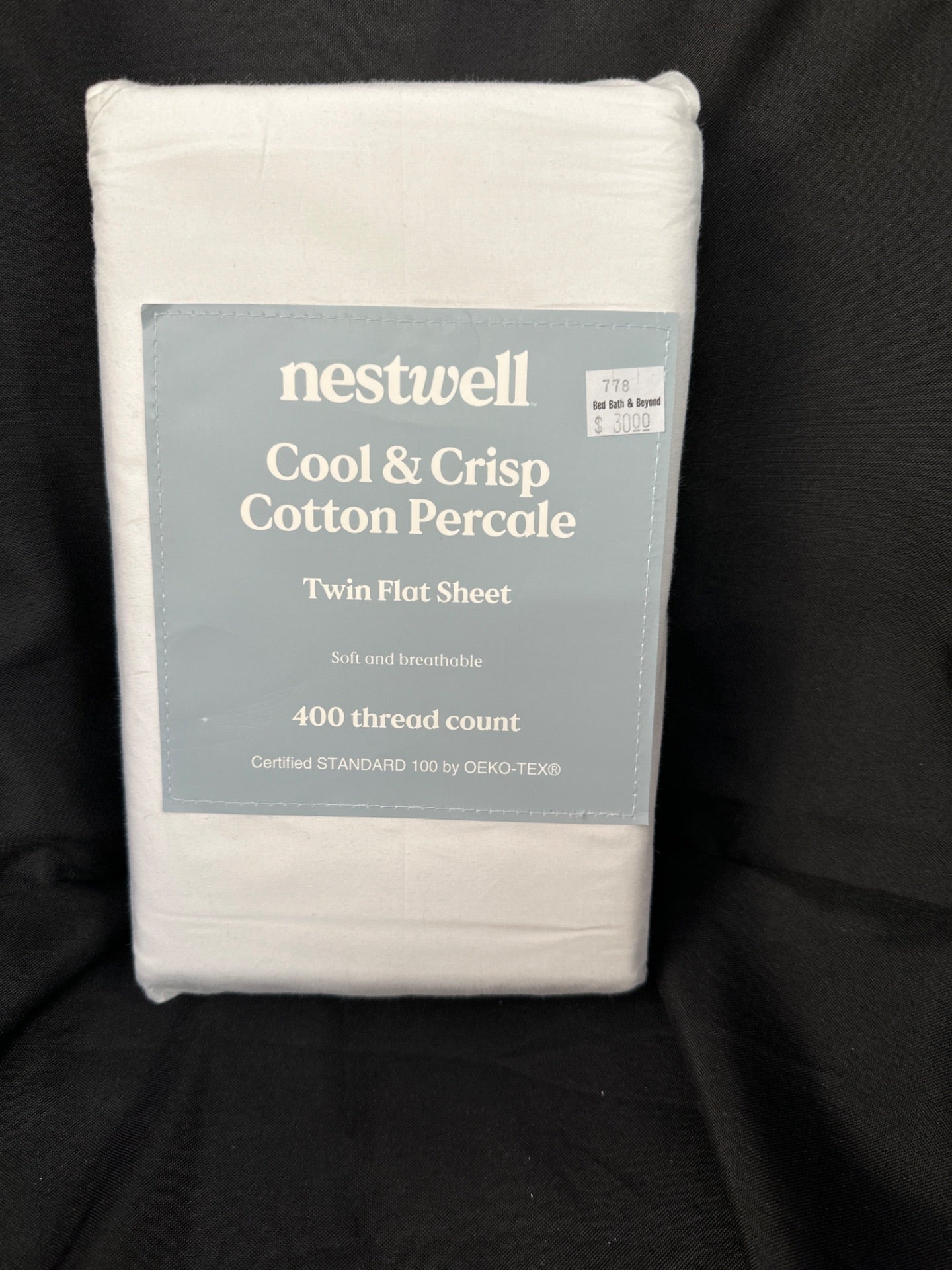 Nestwell Cotton Percale 400-Thread-Count Twin Flat Sheet in Bright White (Retail Price $30)