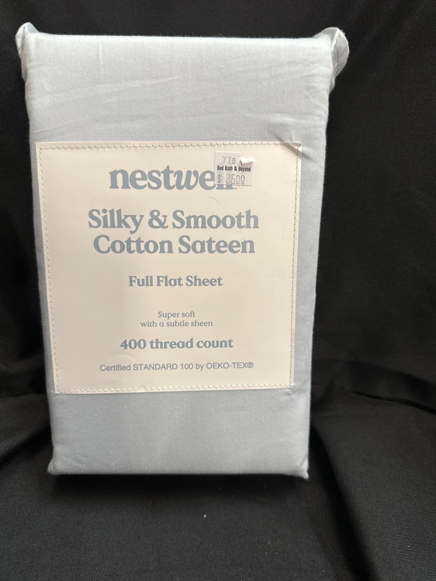 Nestwell Cotton Sateen 400-Thread-Count Full Flat Sheet in Illusion Blue (Retail Price $35)