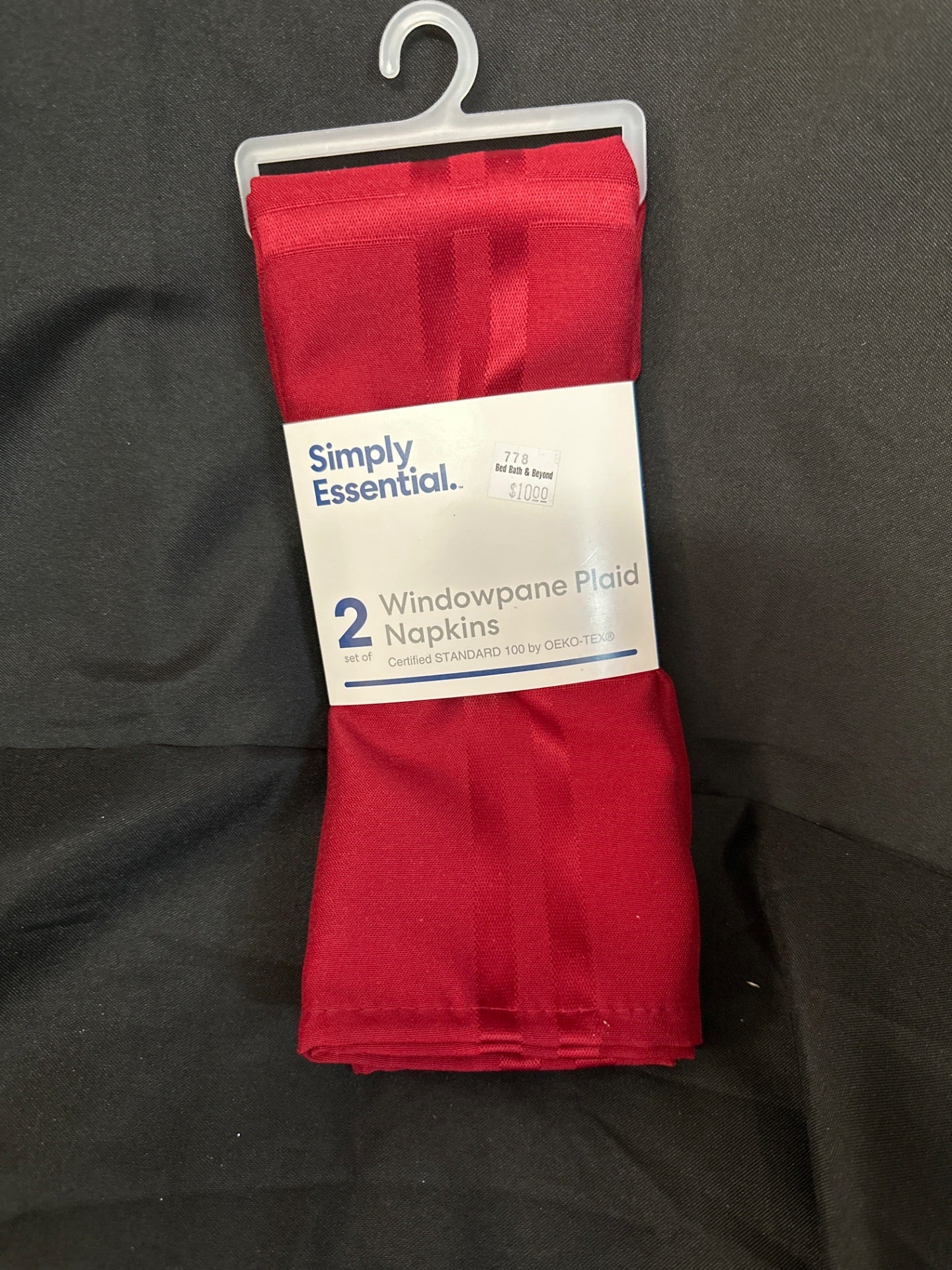 Simply Essential Solid Windowpane Napkins in Red (Set of 2) (Retail Price $10)