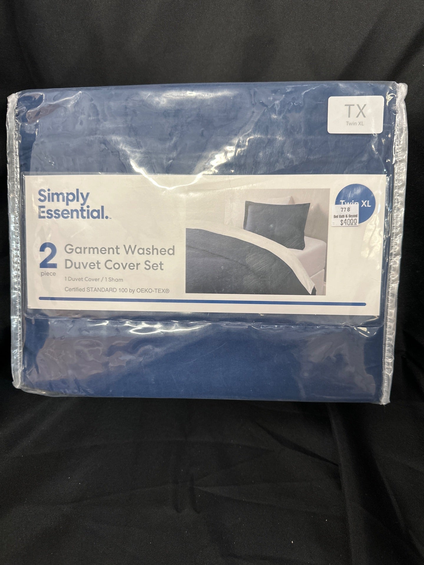 Simply Essential Garment Washed 2-Piece Twin/Twin XL Duvet Cover Set in Navy (Retail Price $40)