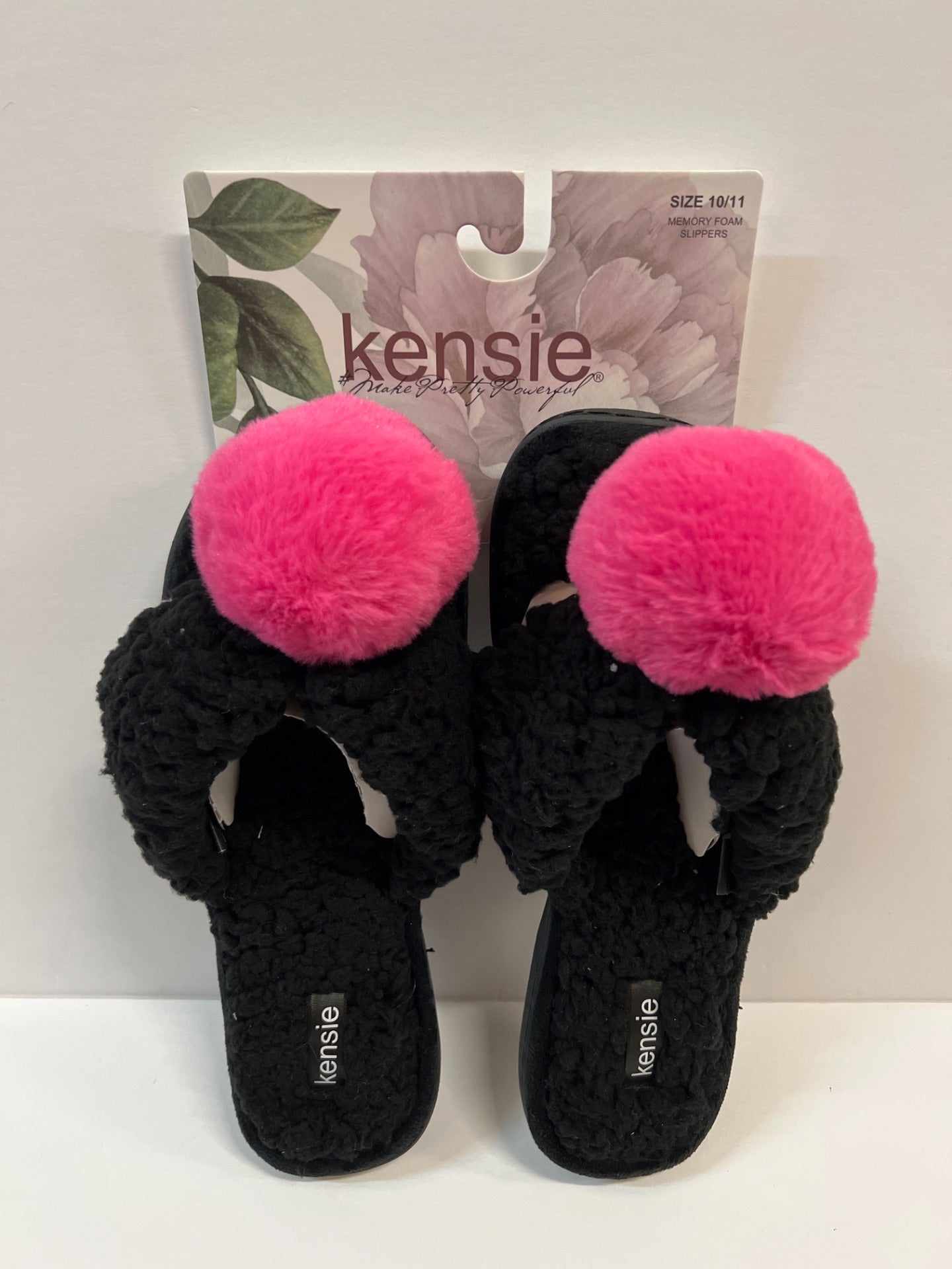 Kensie Women Memory Slippers - Black/Pink - Size 10/11 (Retail Price $32)