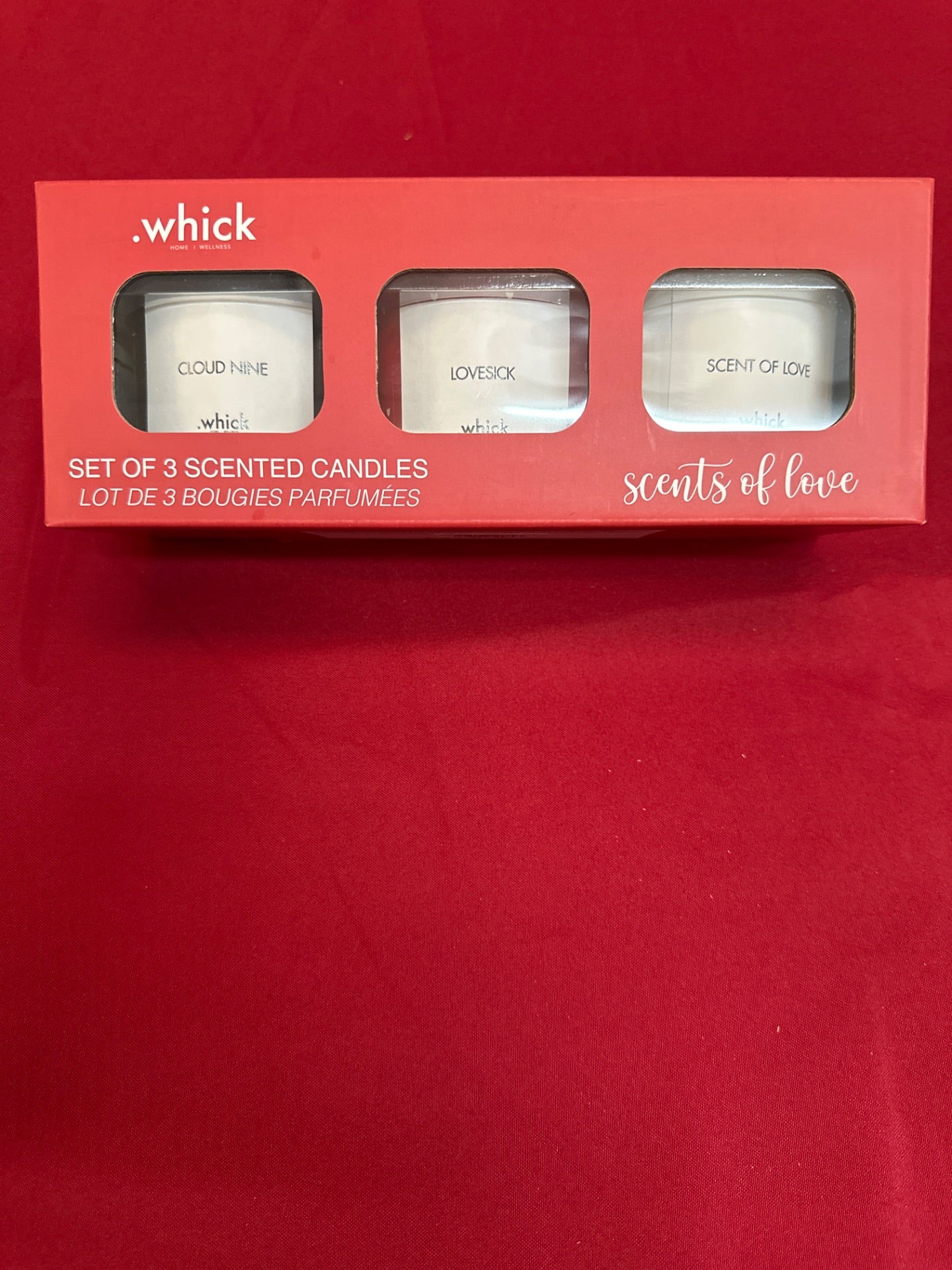 Whick - Set of 3 Scented Candles - Cloud Nine, Lovesick, Scent of Love (Retail Price $24.99)