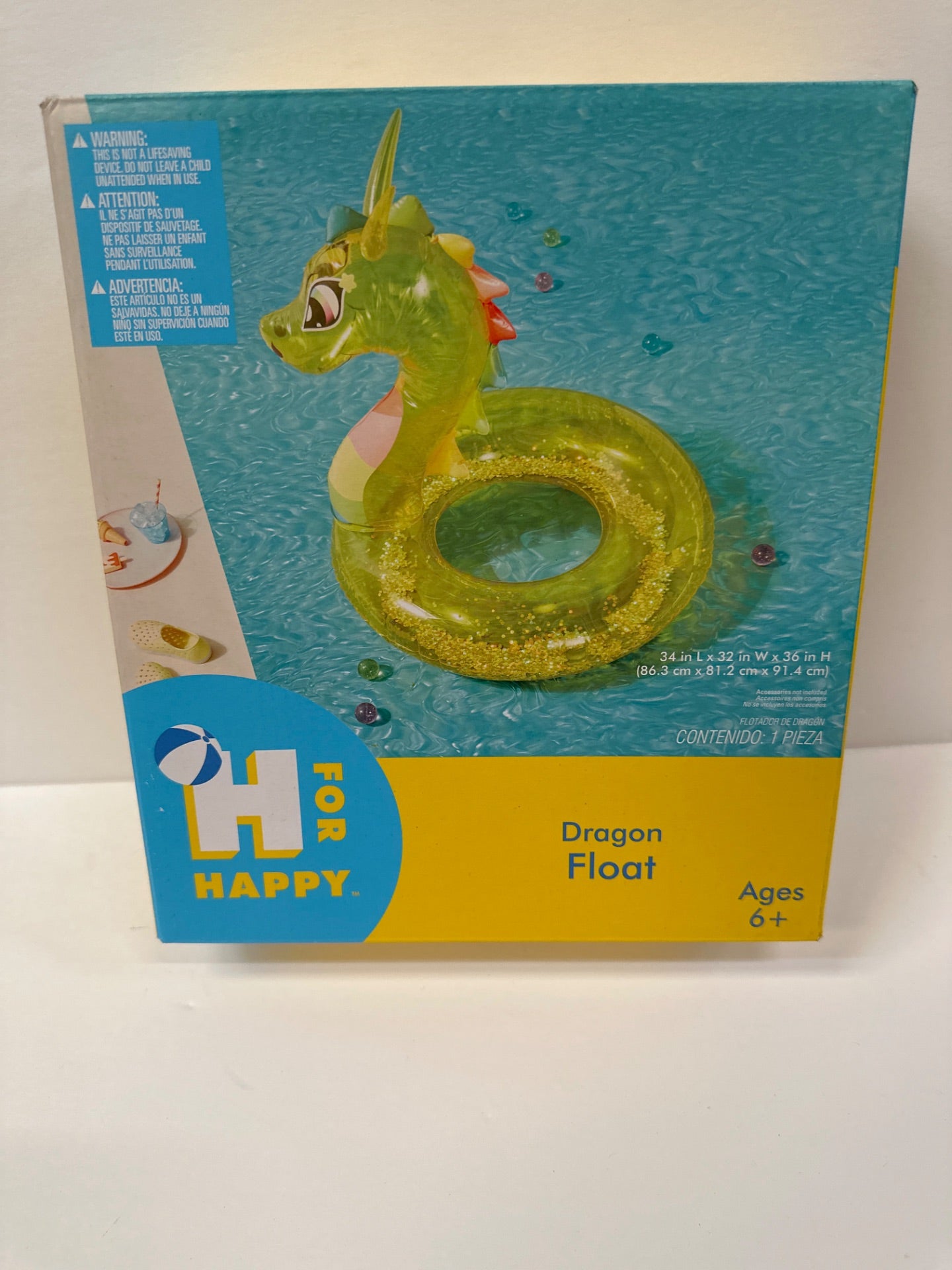 H for Happy Glitter Dragon Inflatable Pool Tube (Retail Price $14.99)