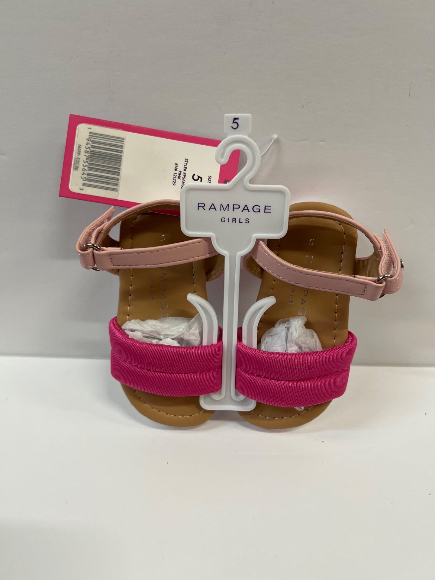 Rampage - Girls Pink Slip on Sandals - Size 5 (Retail Price $36)