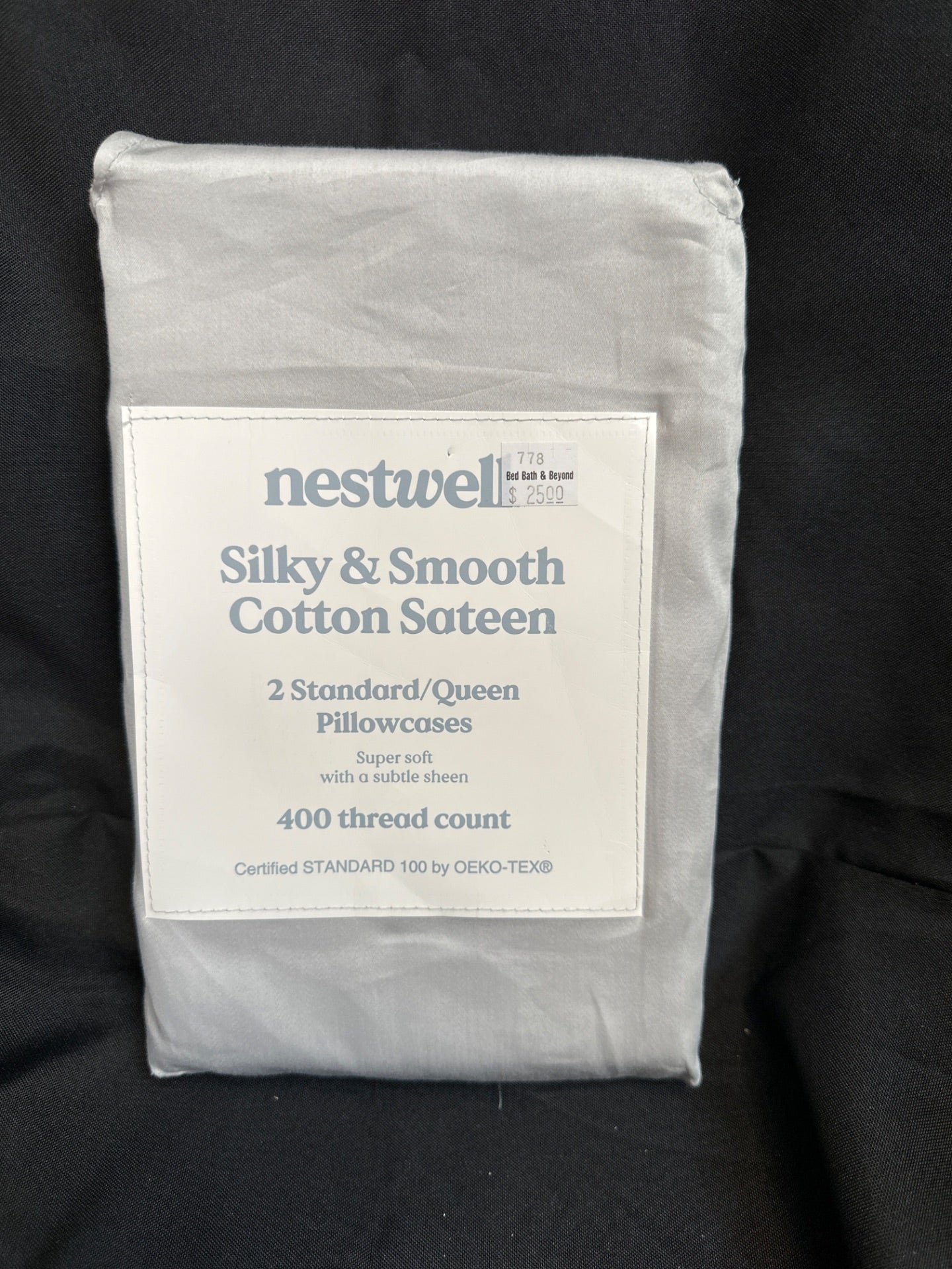 Nestwell Cotton Sateen 400-Thread-Count Pillowcases in Lunar Rock (Set of 2) (Retail Price $25)