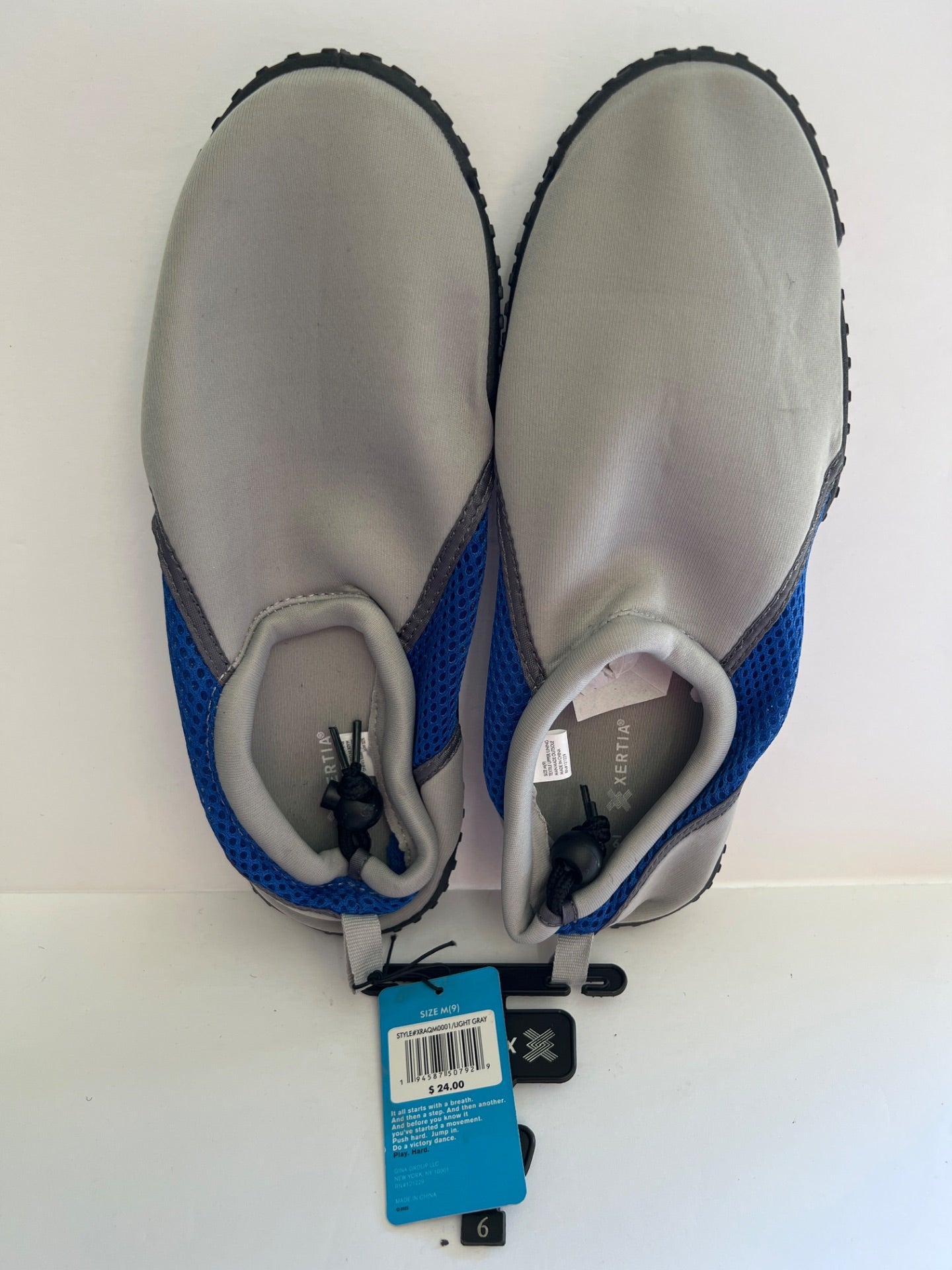 Aqua Shoes with Drawstring - Grey/Dark Blue - Size M (9) (Retail Price $24)