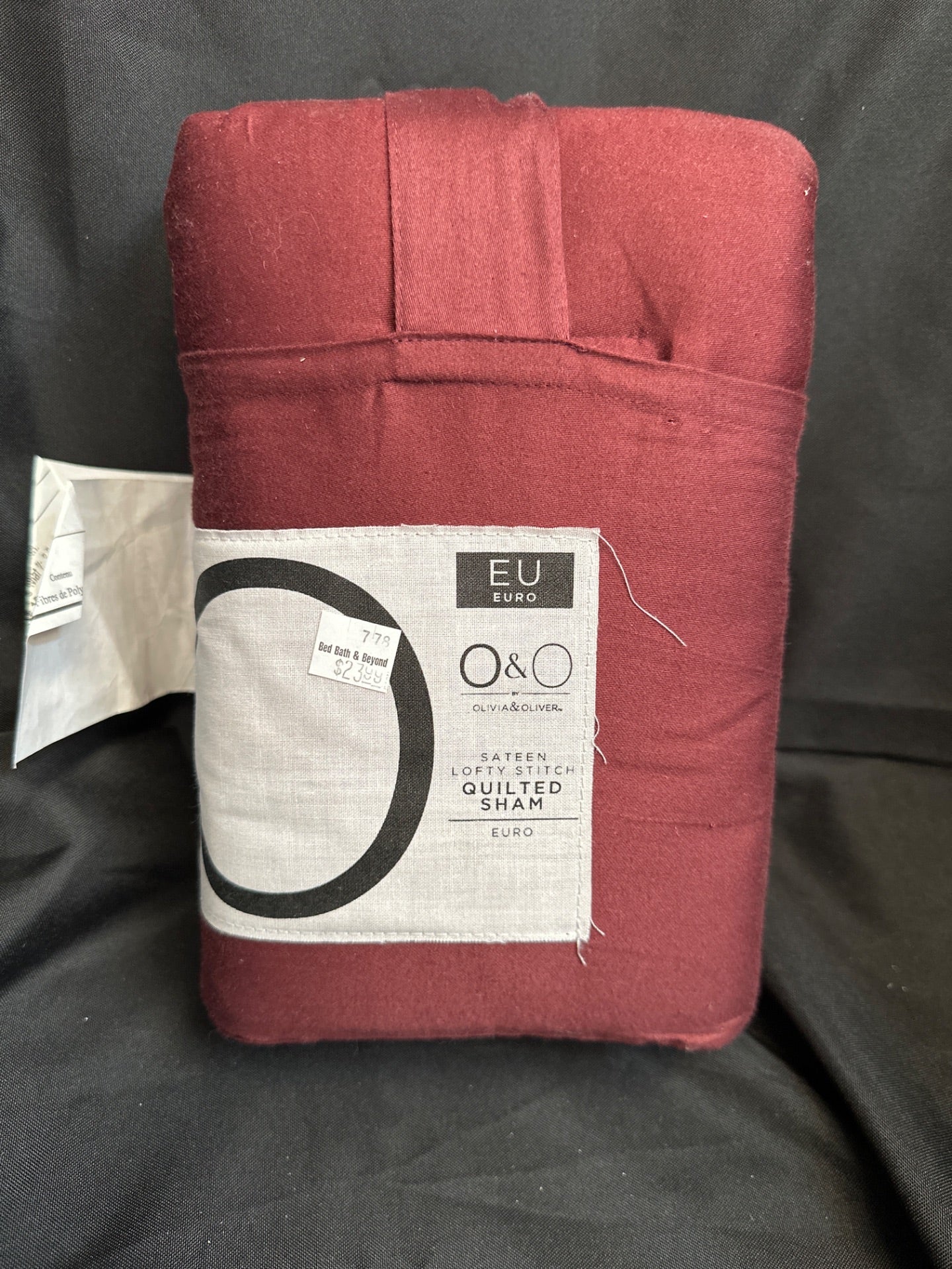 O&o by Olivia & Oliver Lofty Stitch European Pillow Sham in Burgundy (Retail Price $23.99)