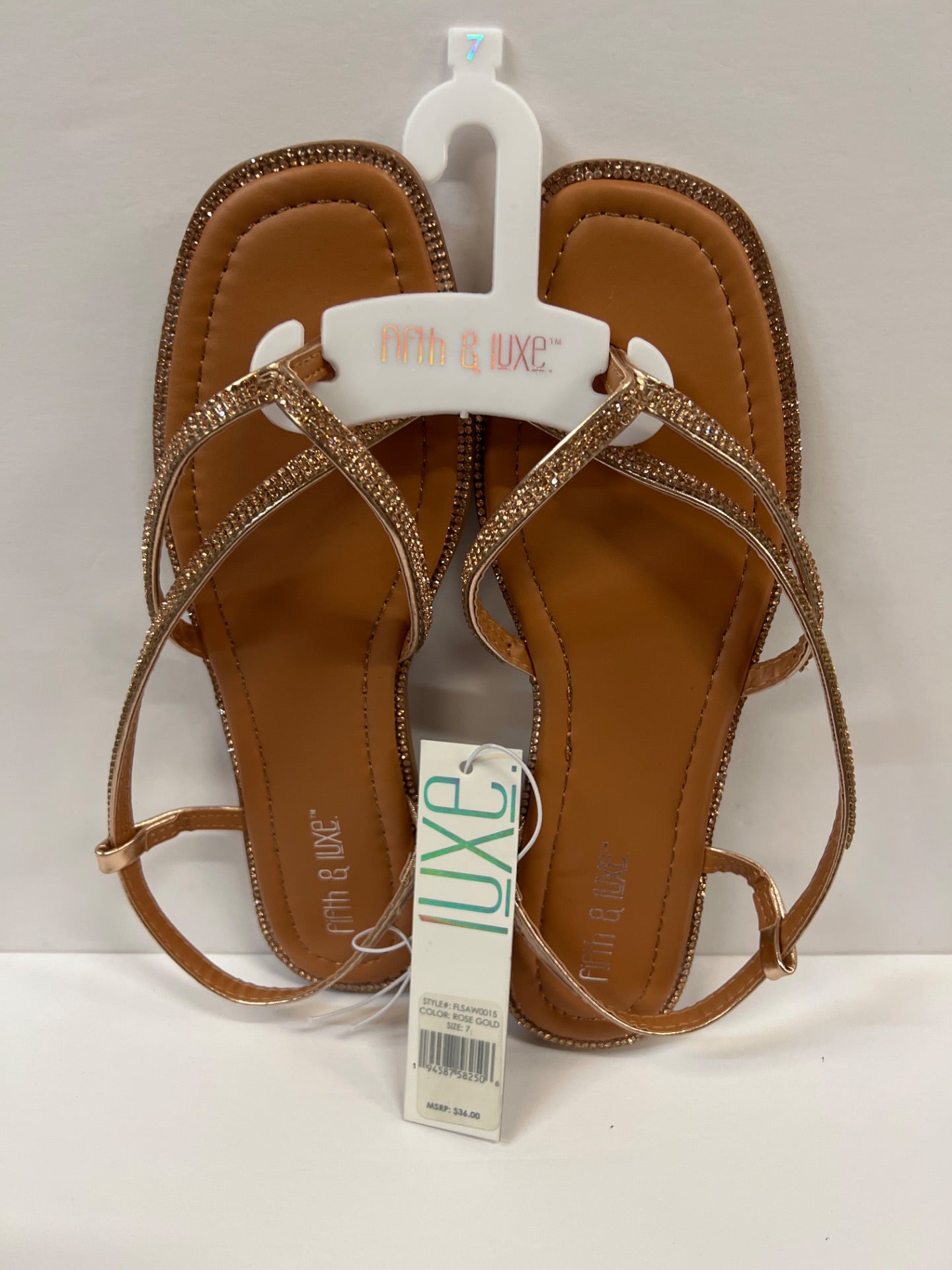 Womens Fifth & Luxe Gold Rhinestone Sandals - Size 7 (Retail Price $36)