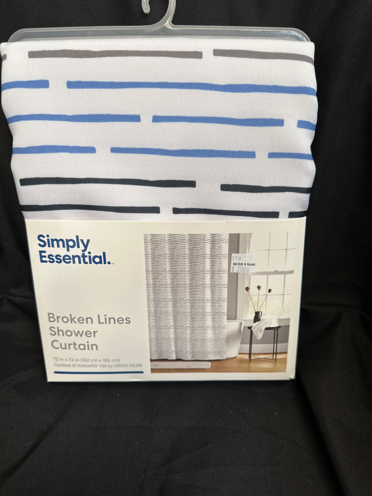 Simply Essential 72-Inch X 72-Inch Broken Lines Shower Curtain (Retail Price $20)