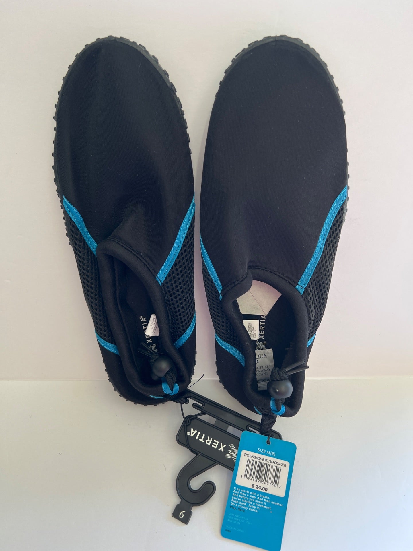 Aqua Shoes with Drawstring - Black/Blue - Size M (9) (Retail Price $24)