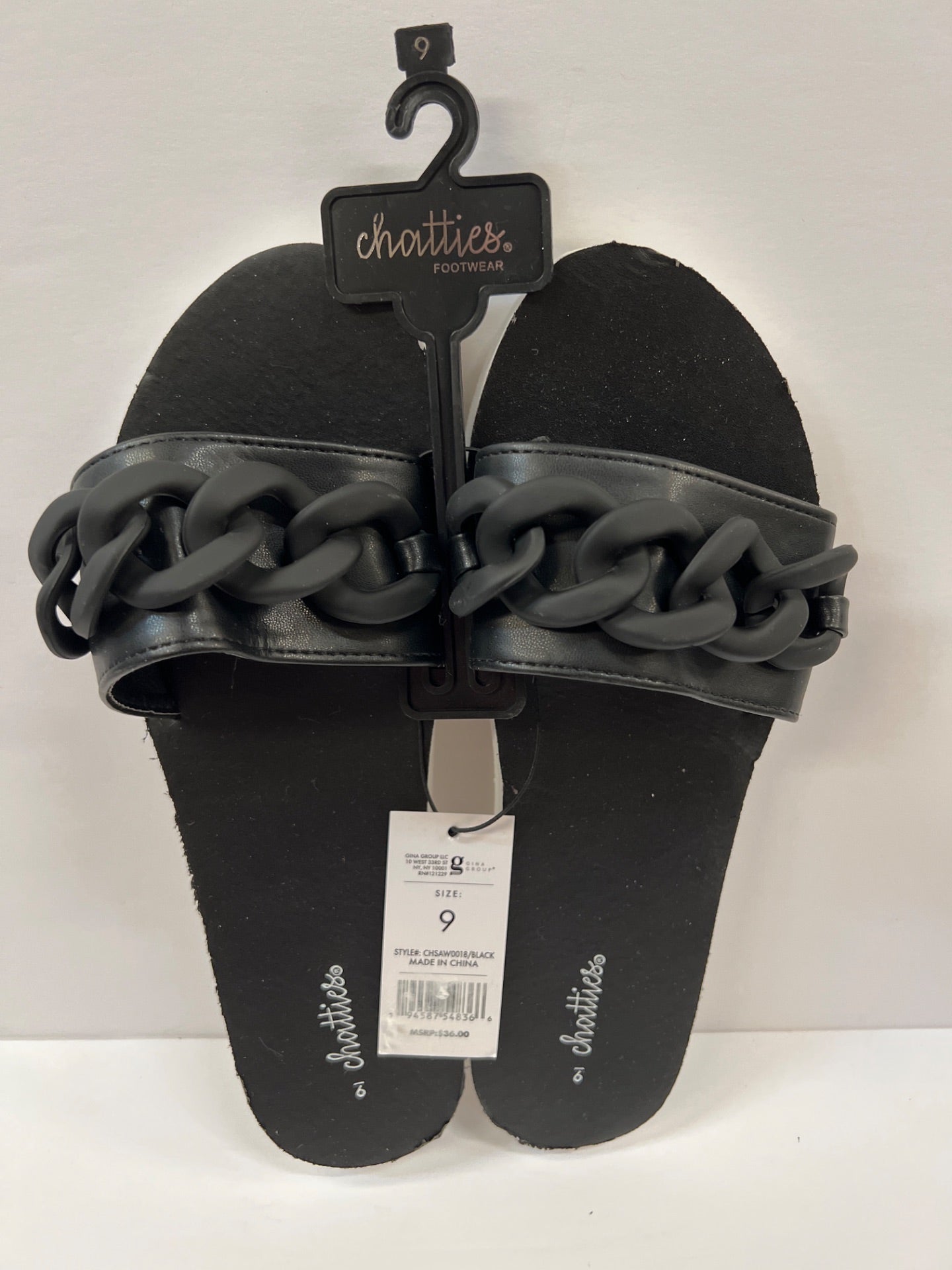 Womens Chatties Chain Slide Sandals - Black Size 9 (Retail Price $36)