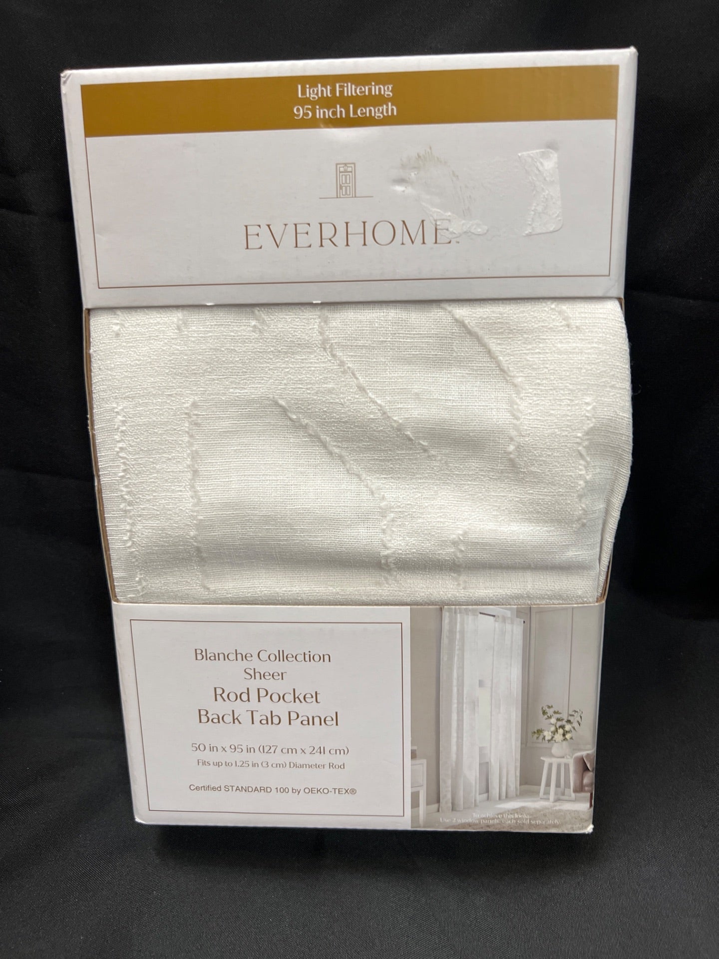 Everhome Blanche Sheer 95-Inch Rod Pocket Sheer Window Curtain Panel in White (Single) (Retail Price $43)