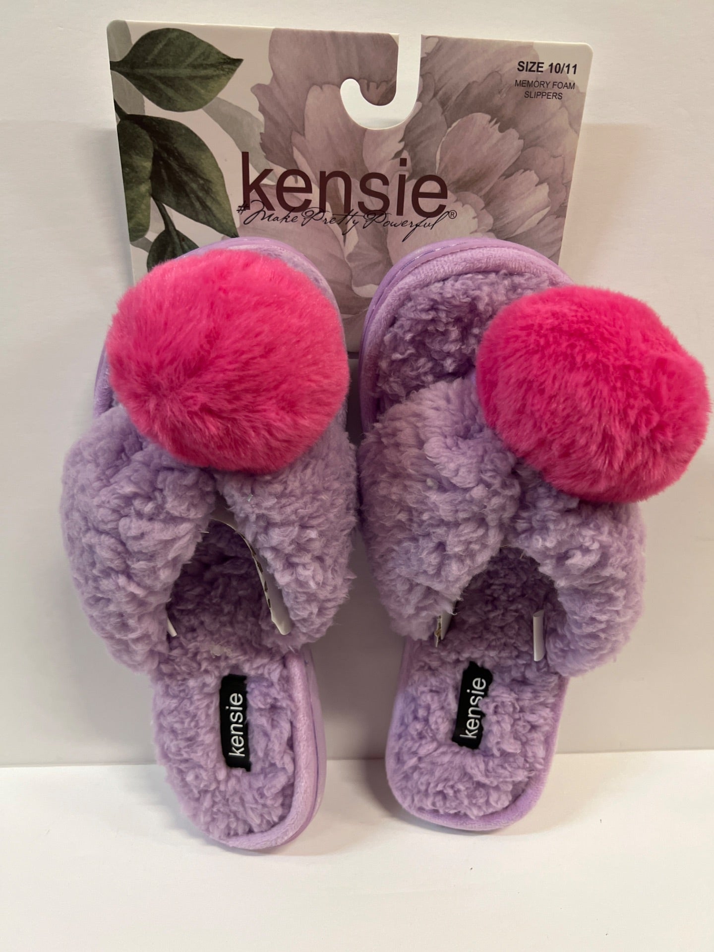 Kensie Women Memory Slippers - Purple/Hot Pink - Size 10/11 (Retail Price $32)