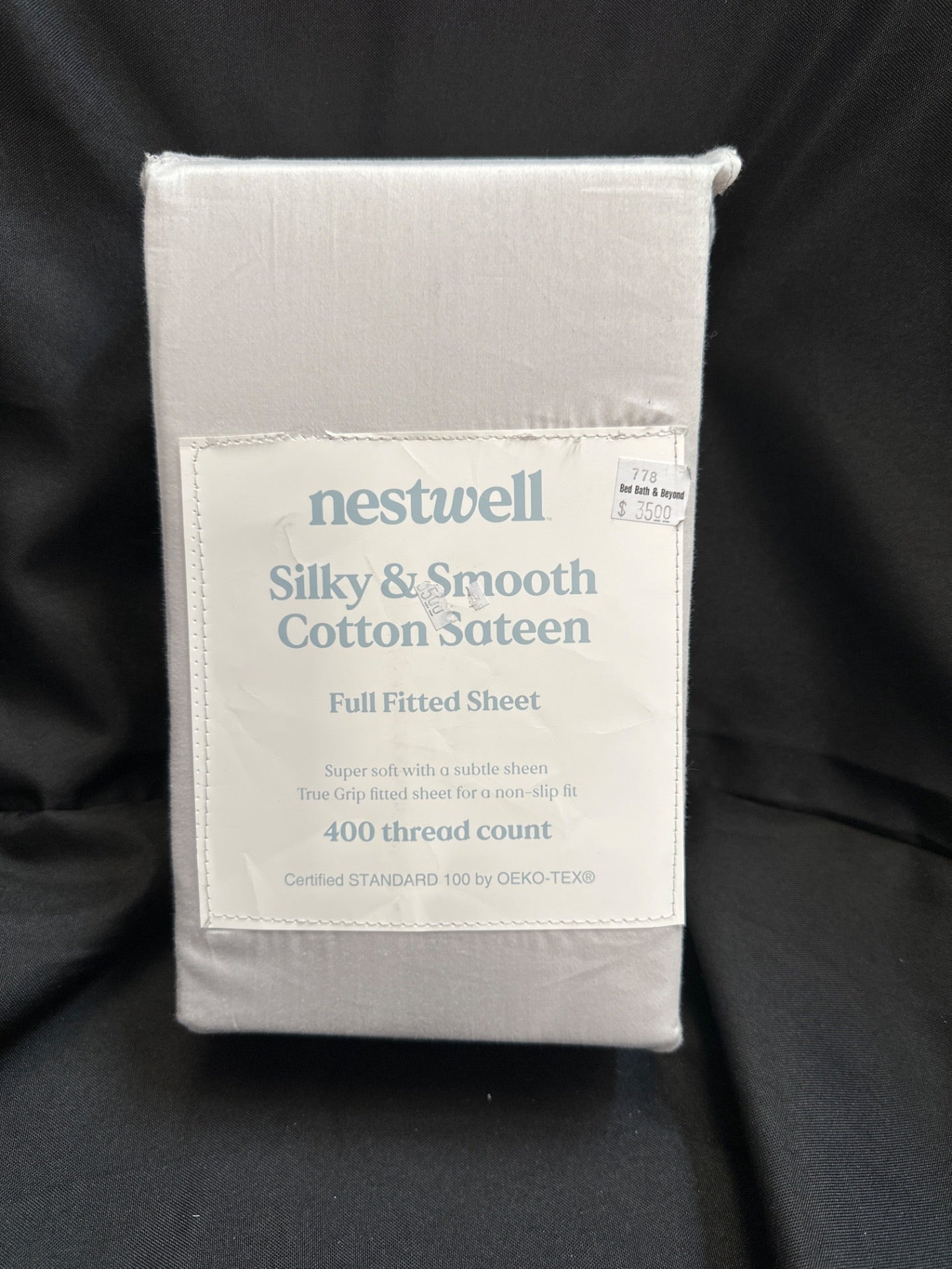 Nestwell Cotton Sateen 400-Thread-Count Full Fitted Sheet in Lunar Rock (Retail Price $35)