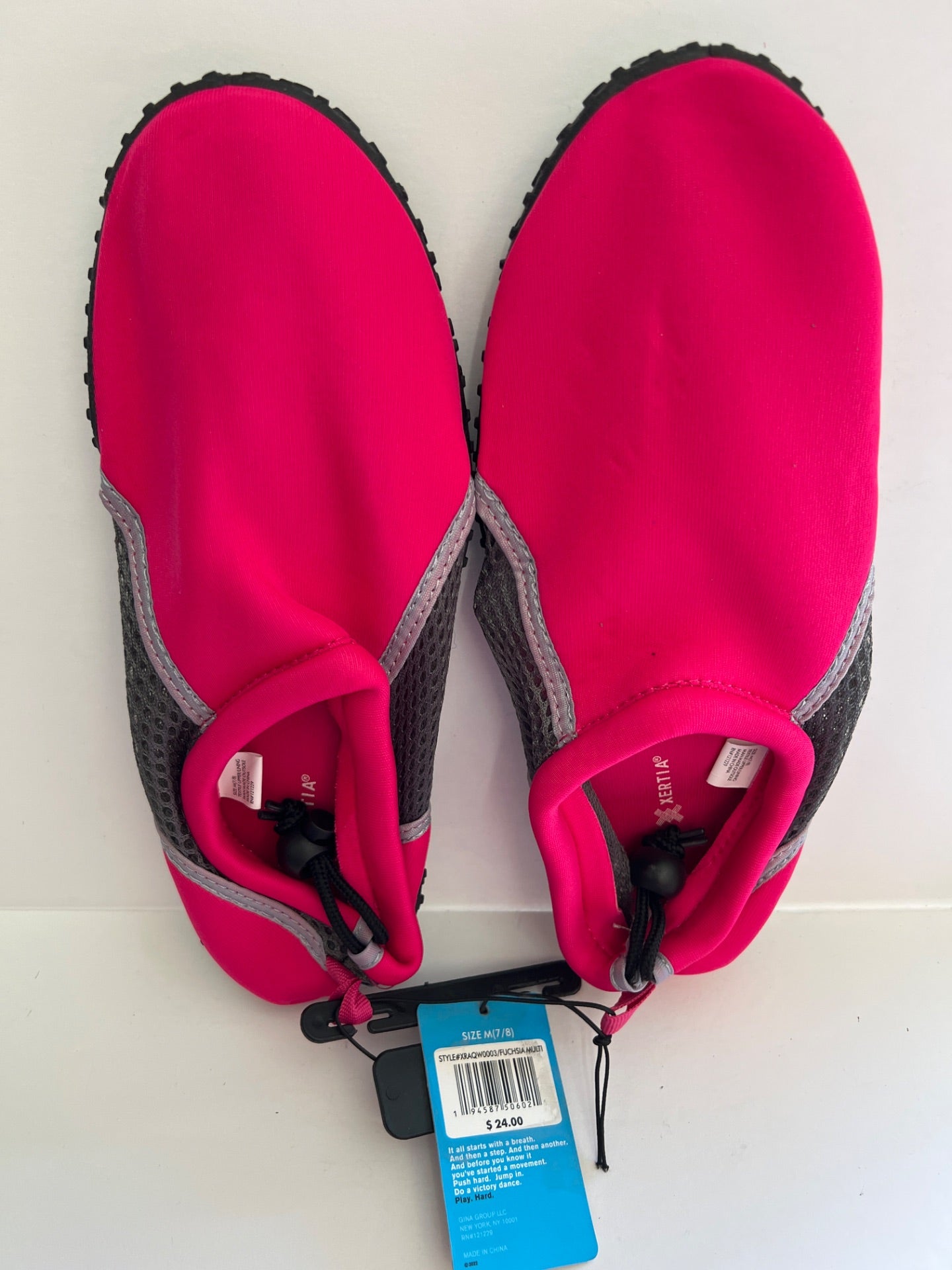 Aqua Shoes with Drawstring - Pink/Black - Size M (7/8) (Retail Price $24)