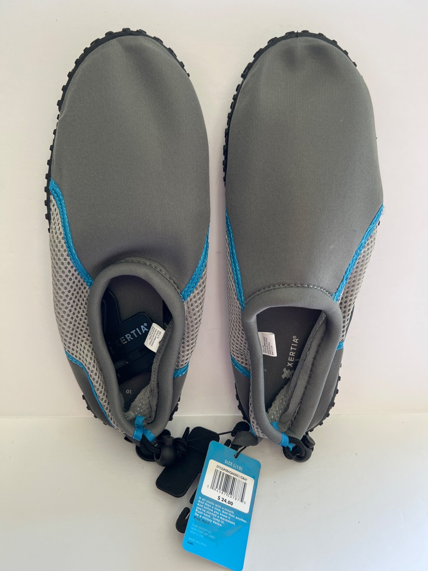 Aqua Shoes with Drawstring - Grey/Blue - Size L (10) (Retail Price $24)