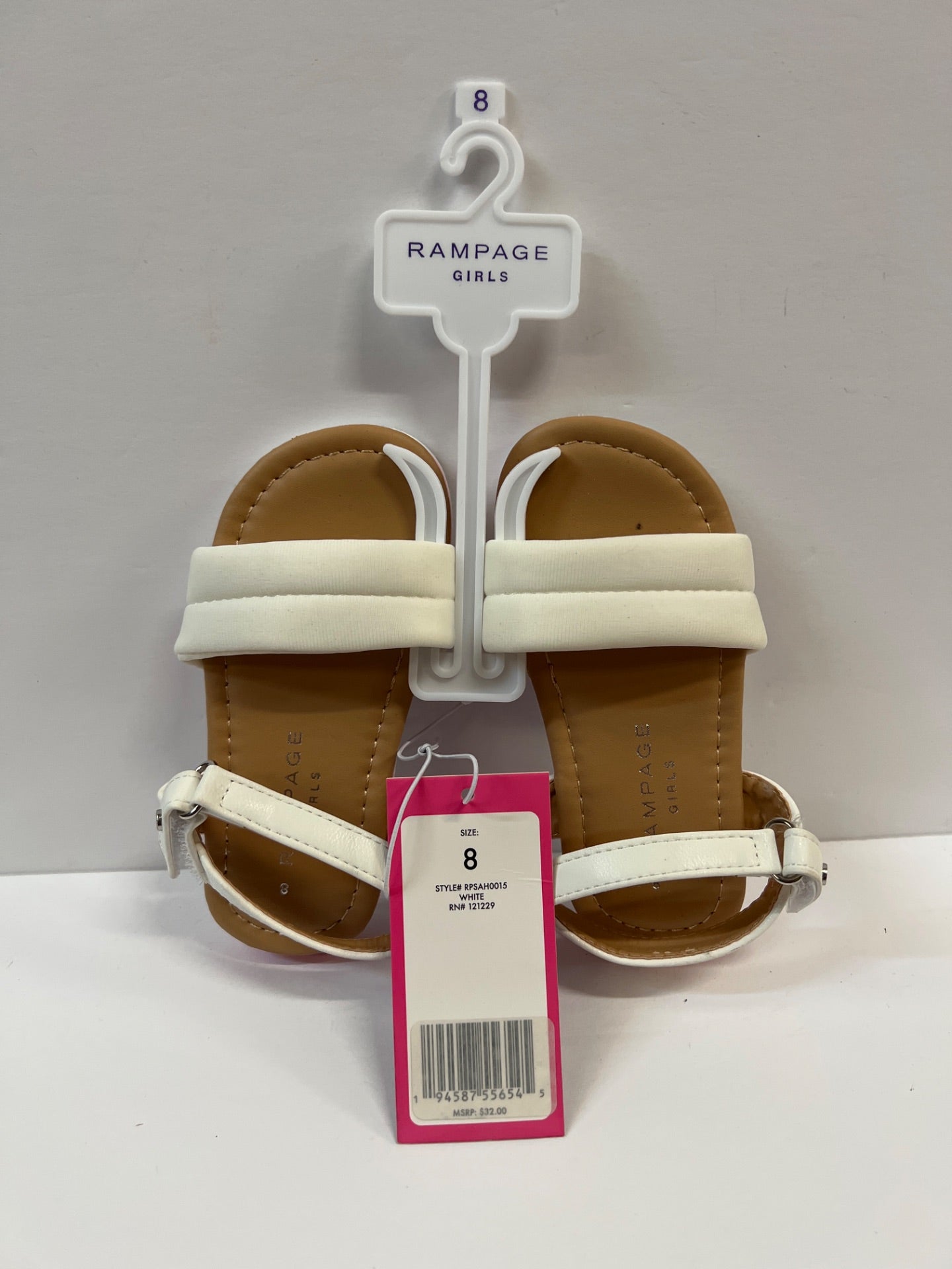 Rampage - White Ankle-Strap Sandal - Girls Size 8 (Retail Price $32)