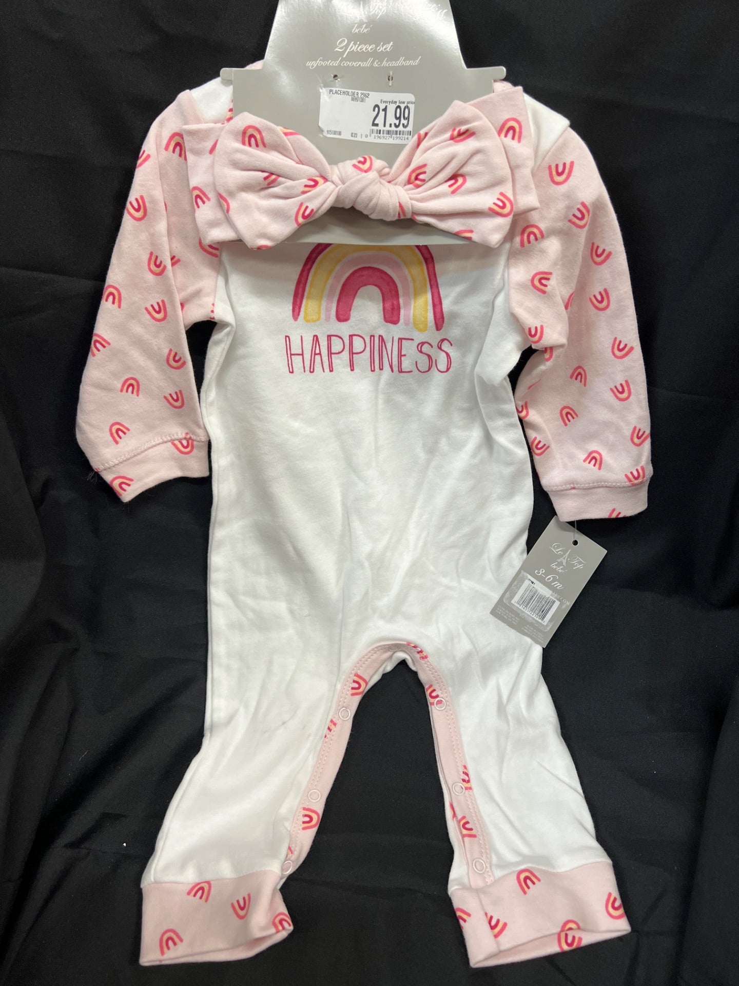 Le Top Bebe Baby Girl 2 PC Unfooted "Happiness"- 3-6 Months (Retail Price $21.99)