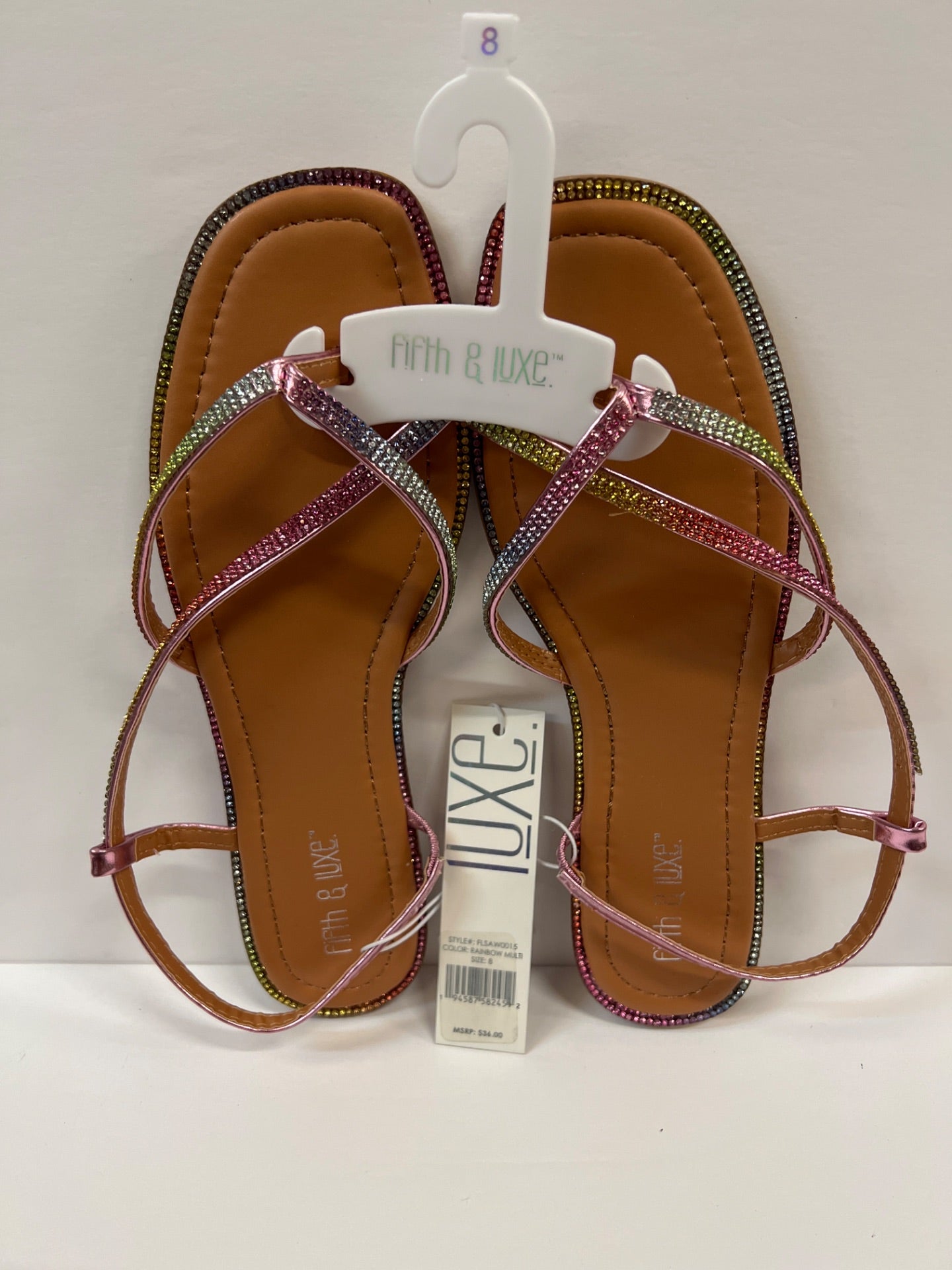 Womens Fifth & Luxe Multi-Color Rhinestone Sandals - Size 8 (Retail Price $36)