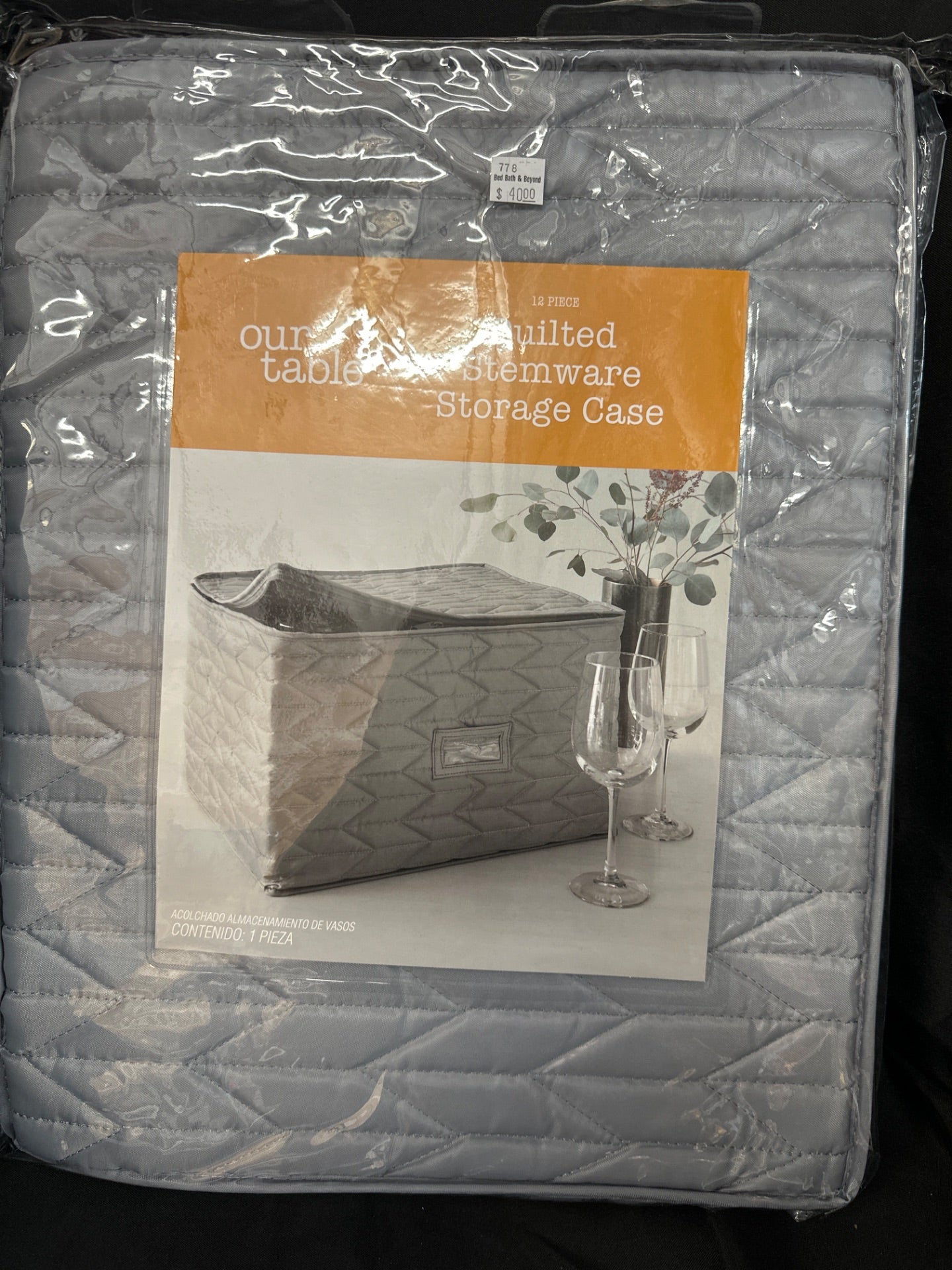 Our Table Quilted Stemware Storage Case in Grey (Retail Price $40)