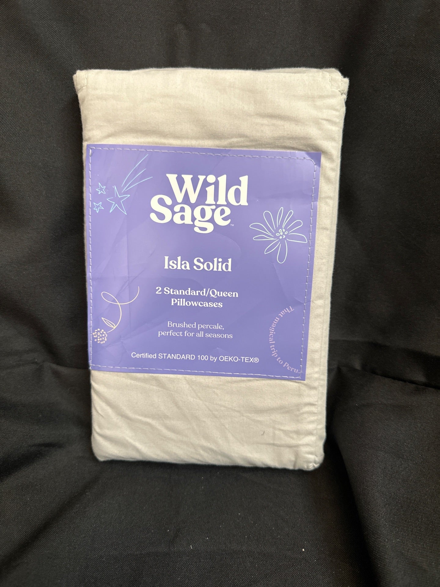 Wild Sage Brushed Cotton Percale 300-Thread-Count Standard/Queen Pillowcase in Lunar Rock (Retail Price $26)