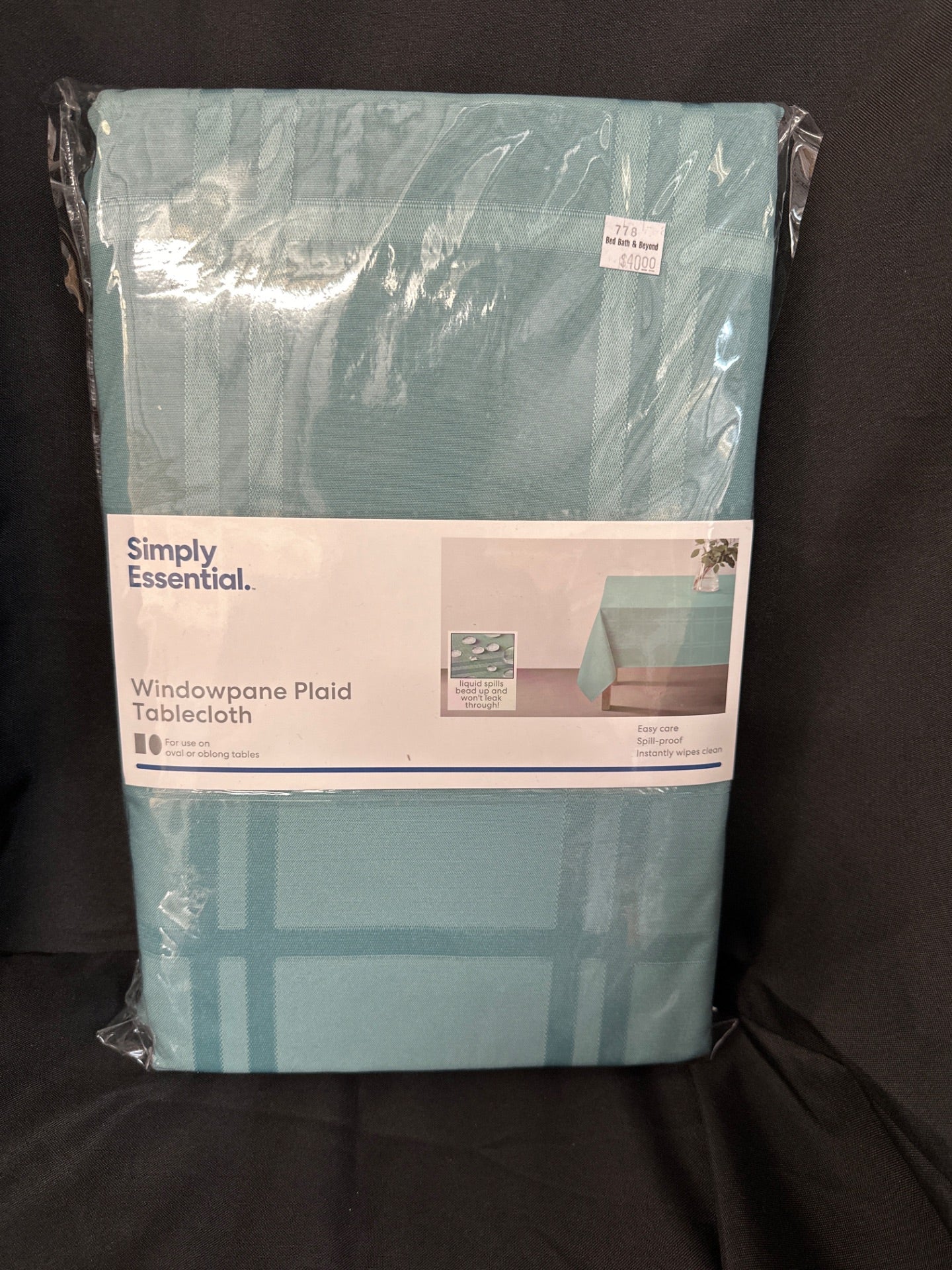 Simply Essential Solid Windowpane 60-Inch X 140-Inch Oblong Tablecloth in Turquoise (Retail Price $40)