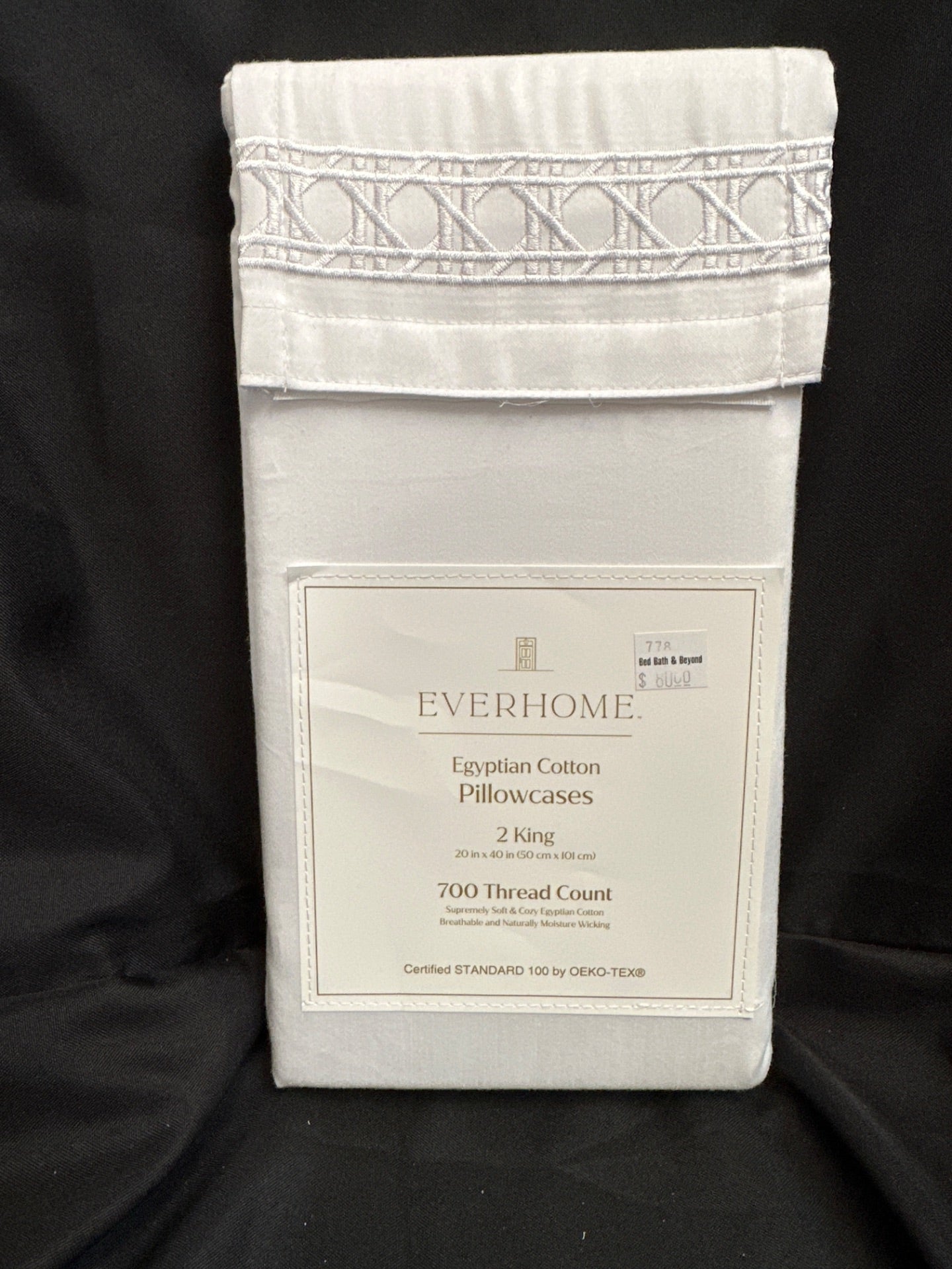 Everhome Egyptian Cotton Cane Embroidered 700-Thread-Count King Pillowcases (Set of 2) (Retail Price $80)