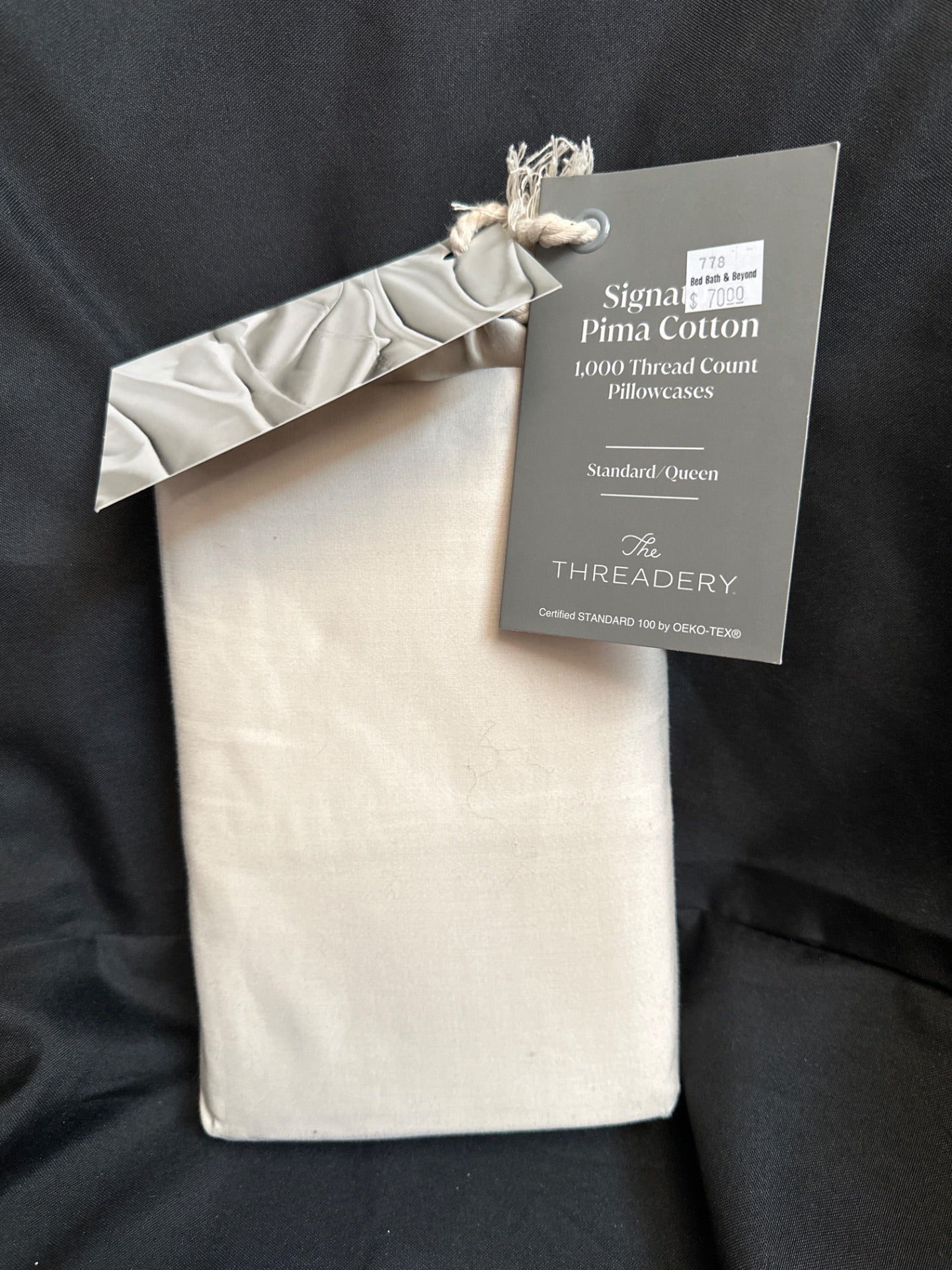 The Threadery Signature 100% Pima Cotton 1000 tc Standard/Queen Pillowcases Ivory/Beige (Retail Price $70)