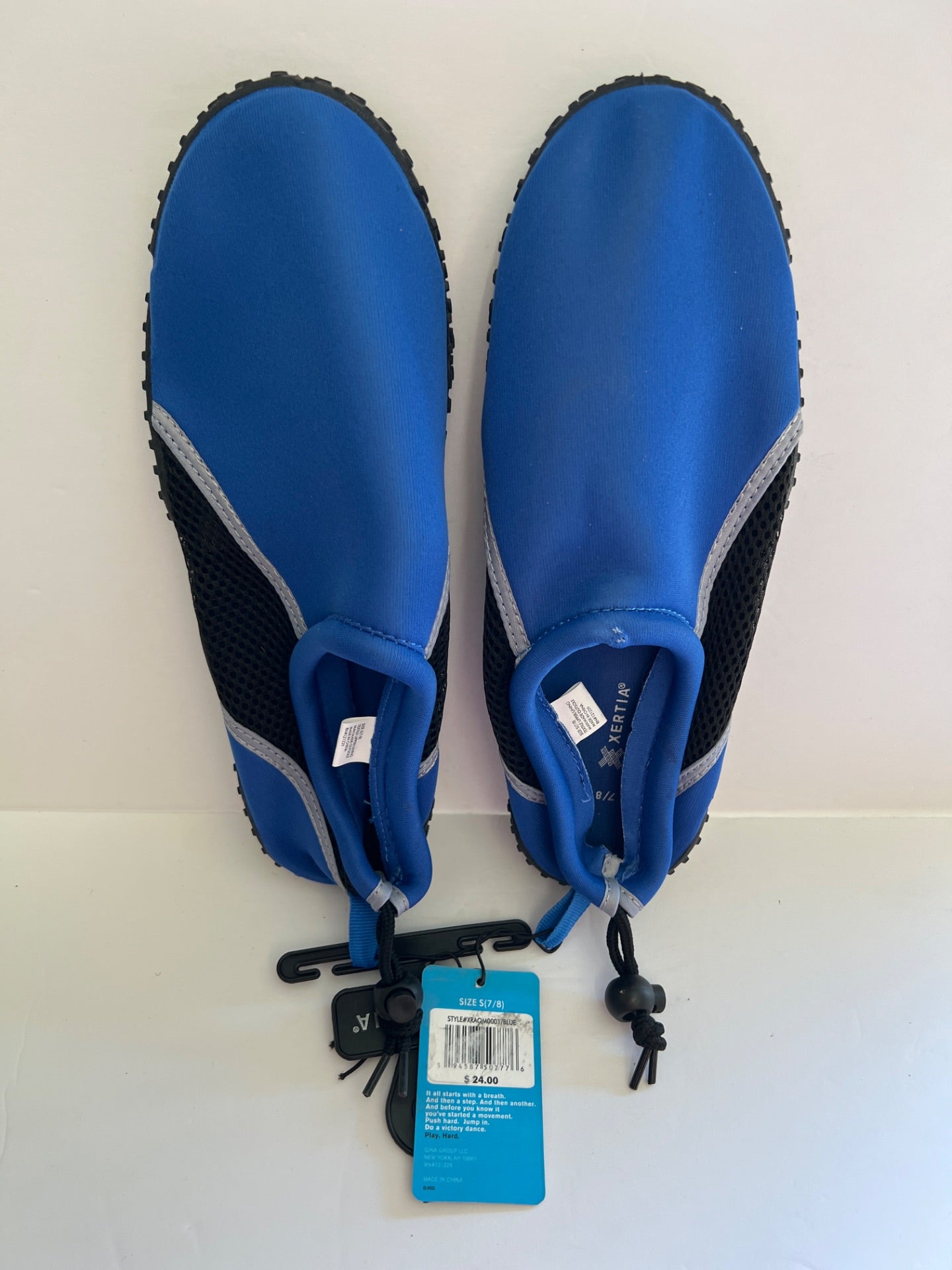 Aqua Shoes with Drawstring - Blue/Black - Size S (7/8) (Retail Price $24)