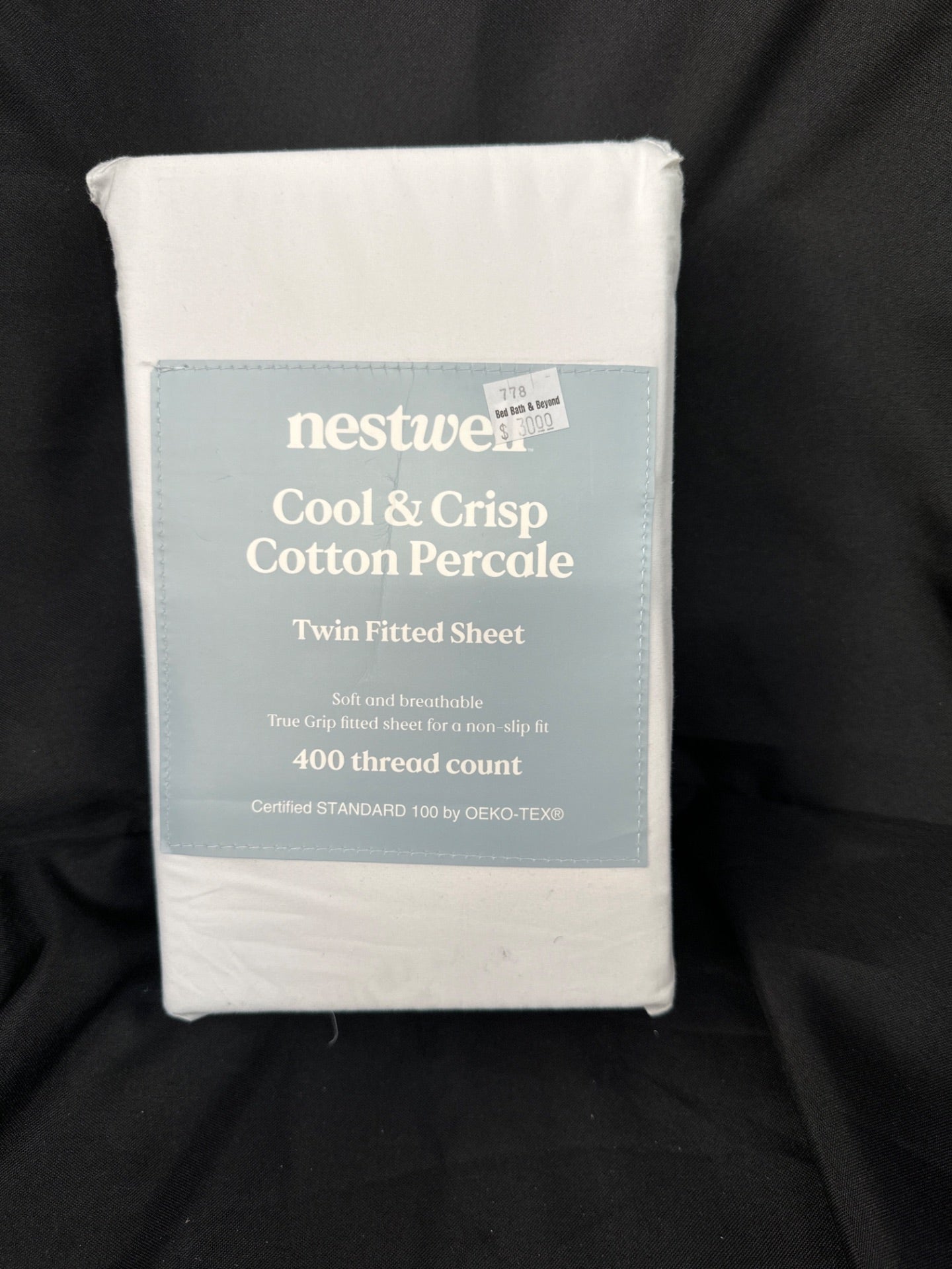 Nestwell Cotton Percale 400-Thread-Count Twin Fitted Sheet in Bright White (Retail Price $30)