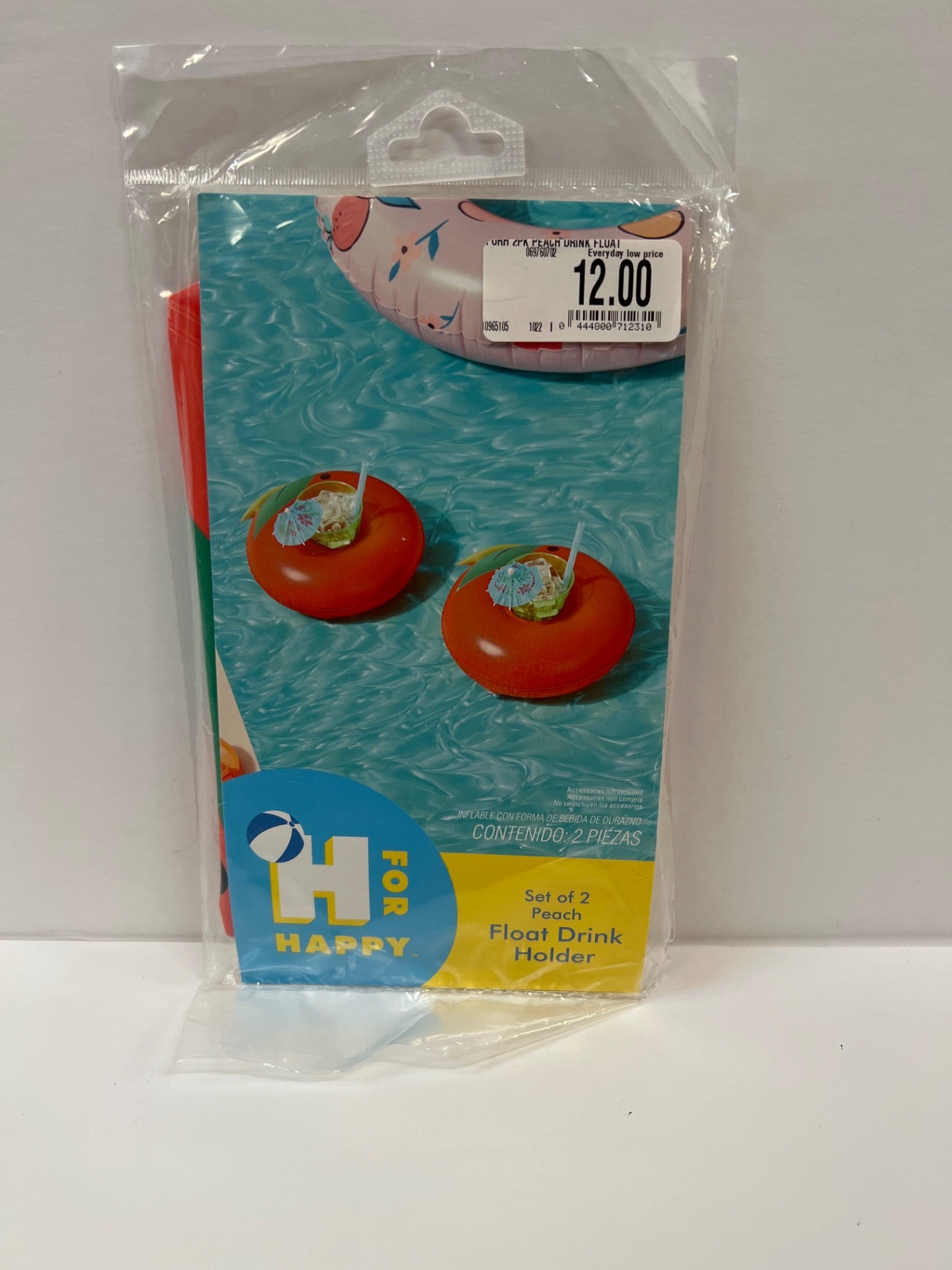 H for HappyInflatable Drink Floats in Peach (Set of 2) (Retail Price $12)