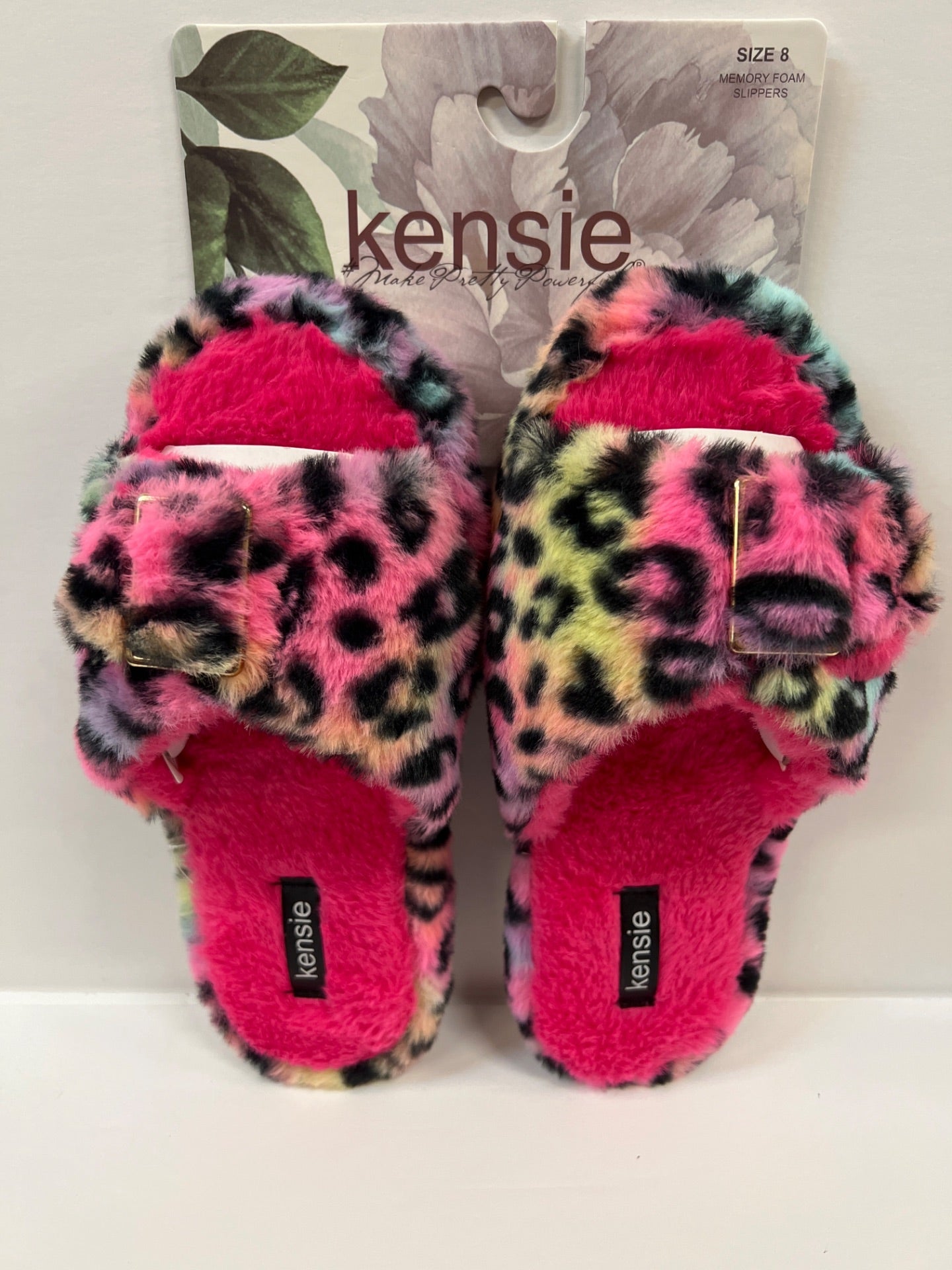 Kensie Women Memory Slippers - Leopard multi color - Size 8 (Retail Price $32)