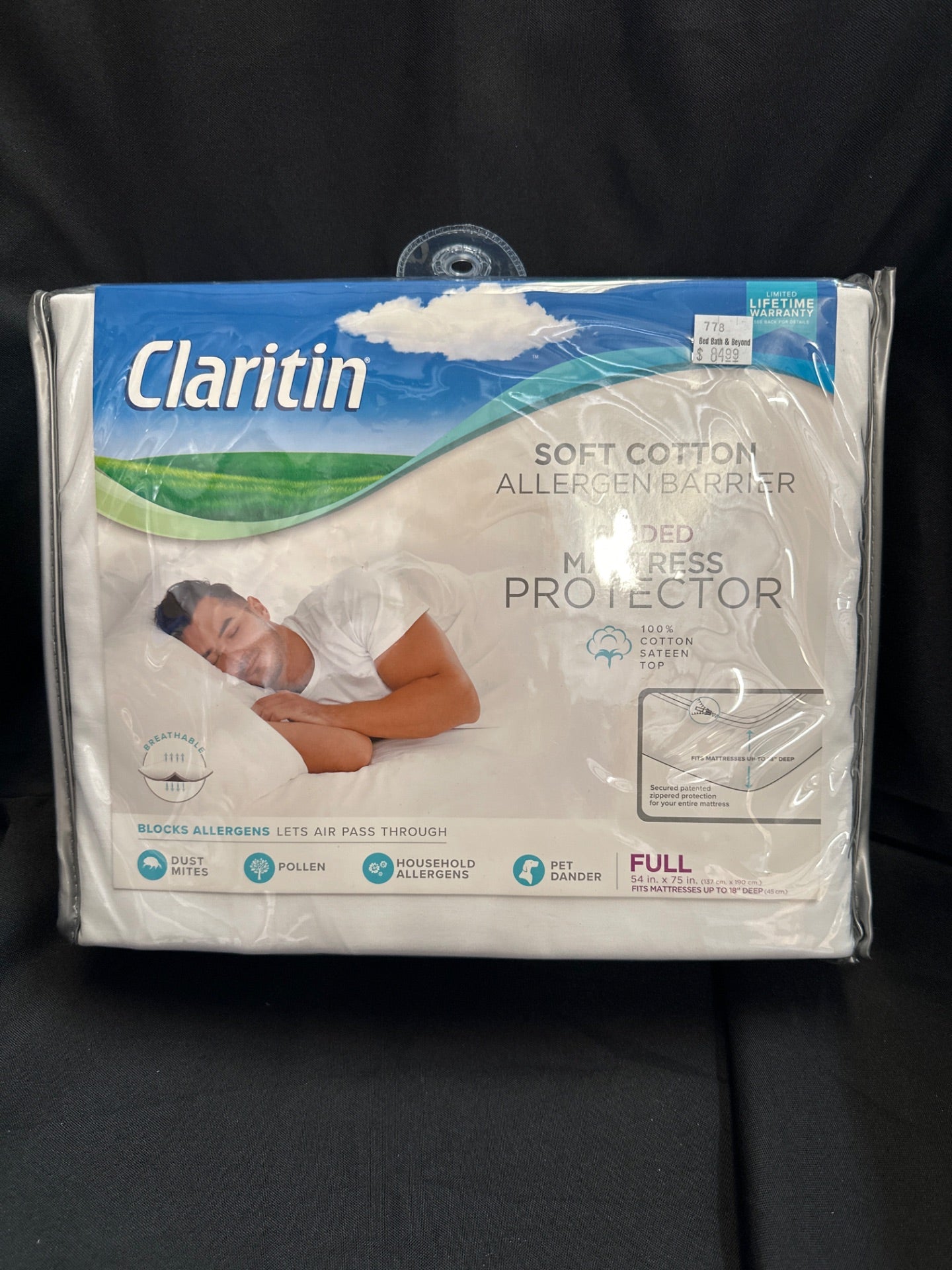 Claritin Cotton Full Mattress Protector White (Retail Price $84.99)