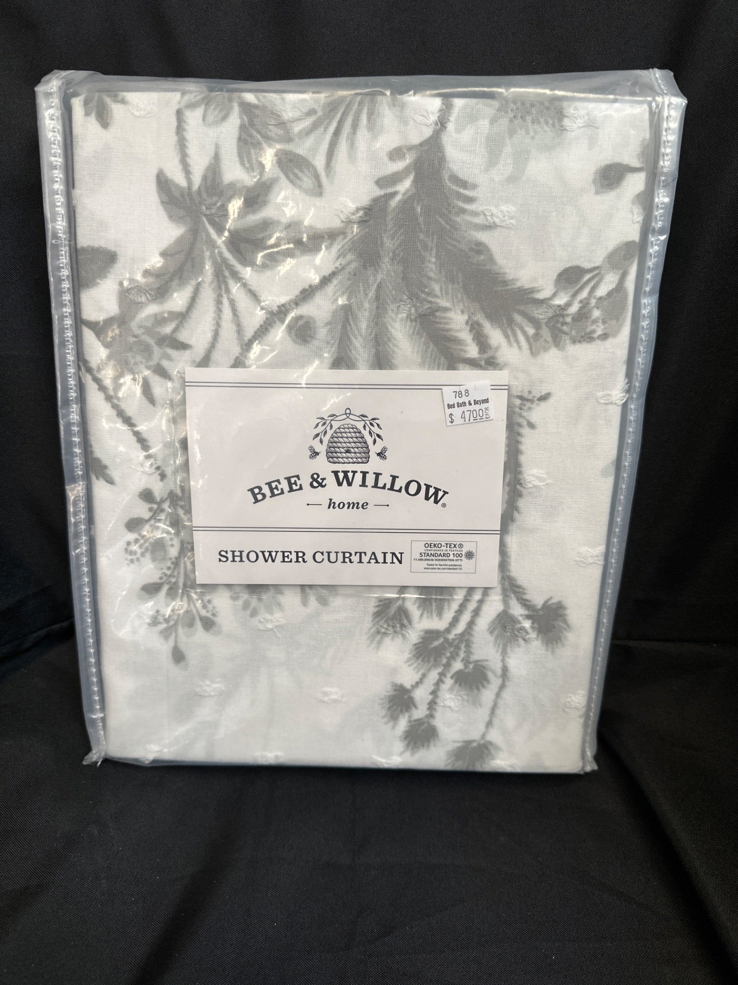 Bee & Willow Garden Floral 54-Inch X 80-Inch Shower Curtain in Grey (Retail Price $47)