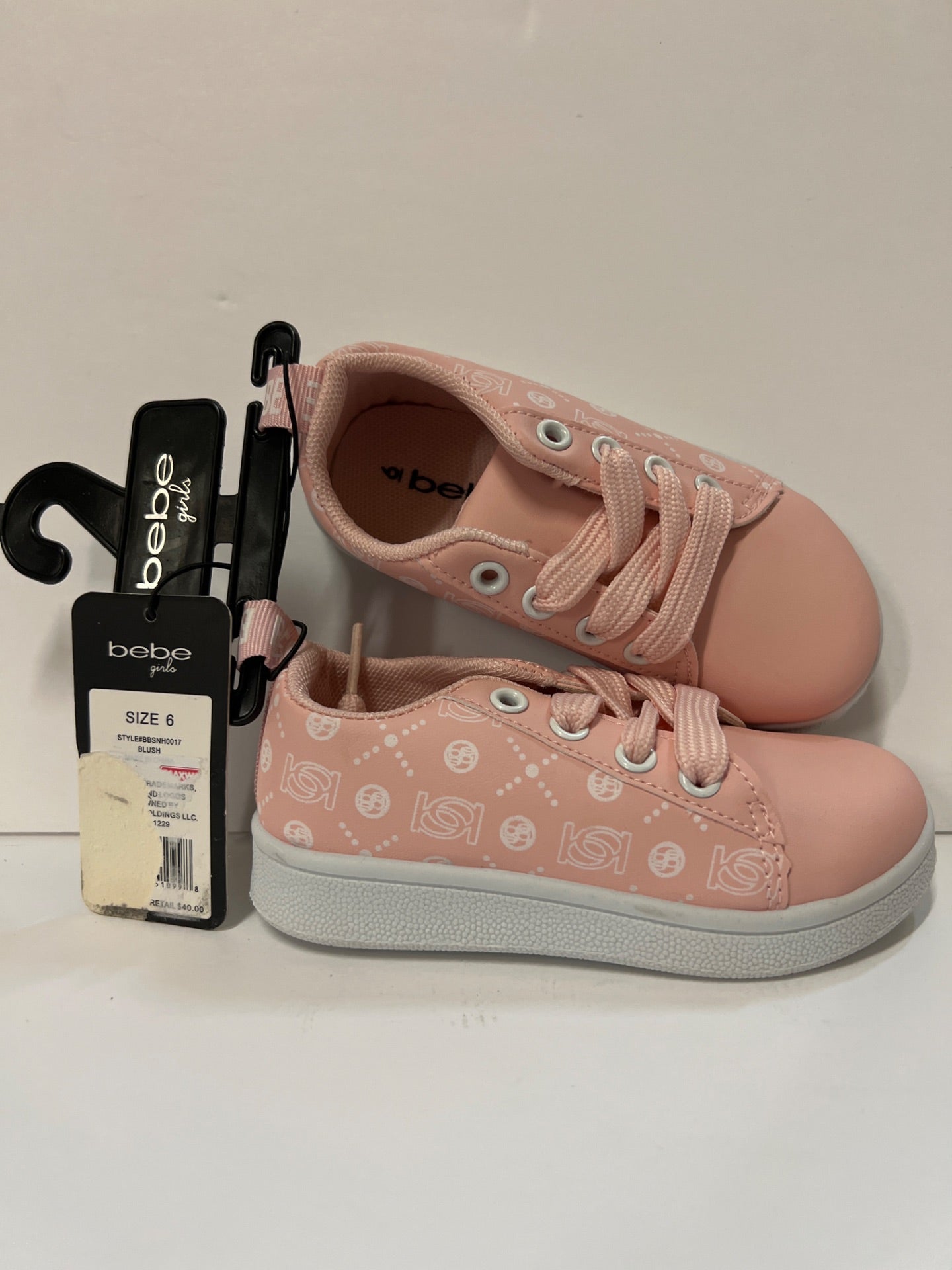 Bebe Pink & White Sneaker - Girls - Size 6 (Retail Price $40)