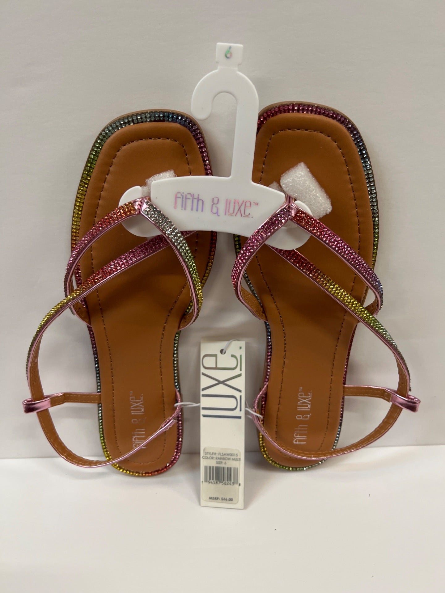 Womens Fifth & Luxe Multi Color Rhinestone Slide Sandals - Size 6 (Retail Price $36)