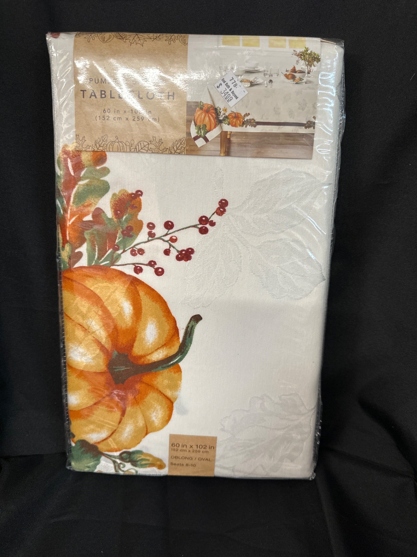 Pumpkin Border 60-Inch X 102-Inch Oblong Tablecloth (Retail Price $34.99)