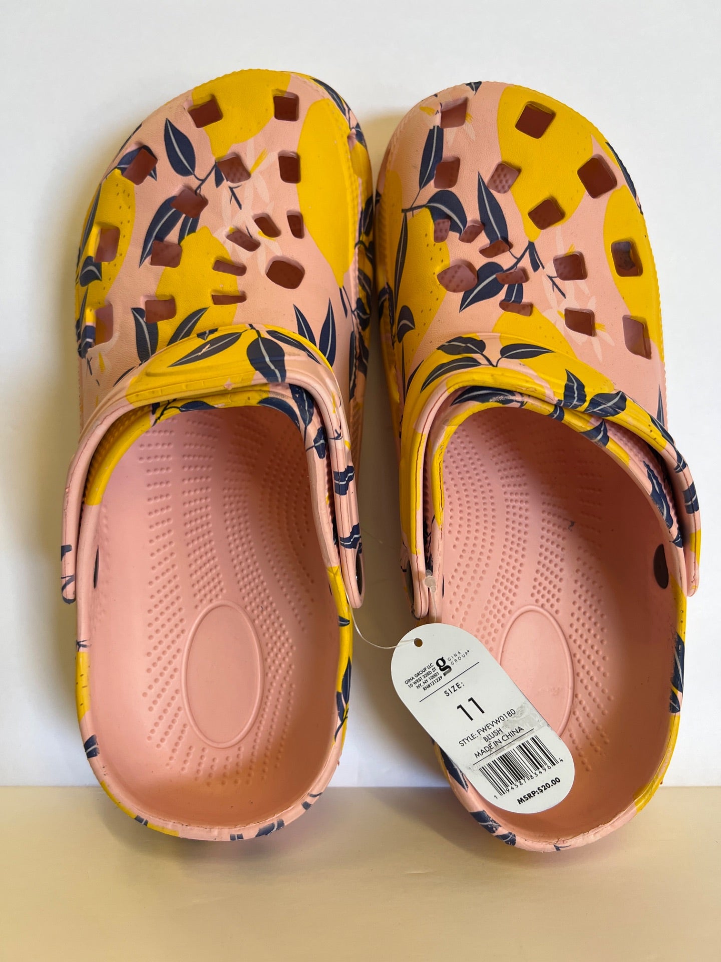 Foamwalk clogs - Pink/Yellow Pattern - Size 11 (Retail Price $20)