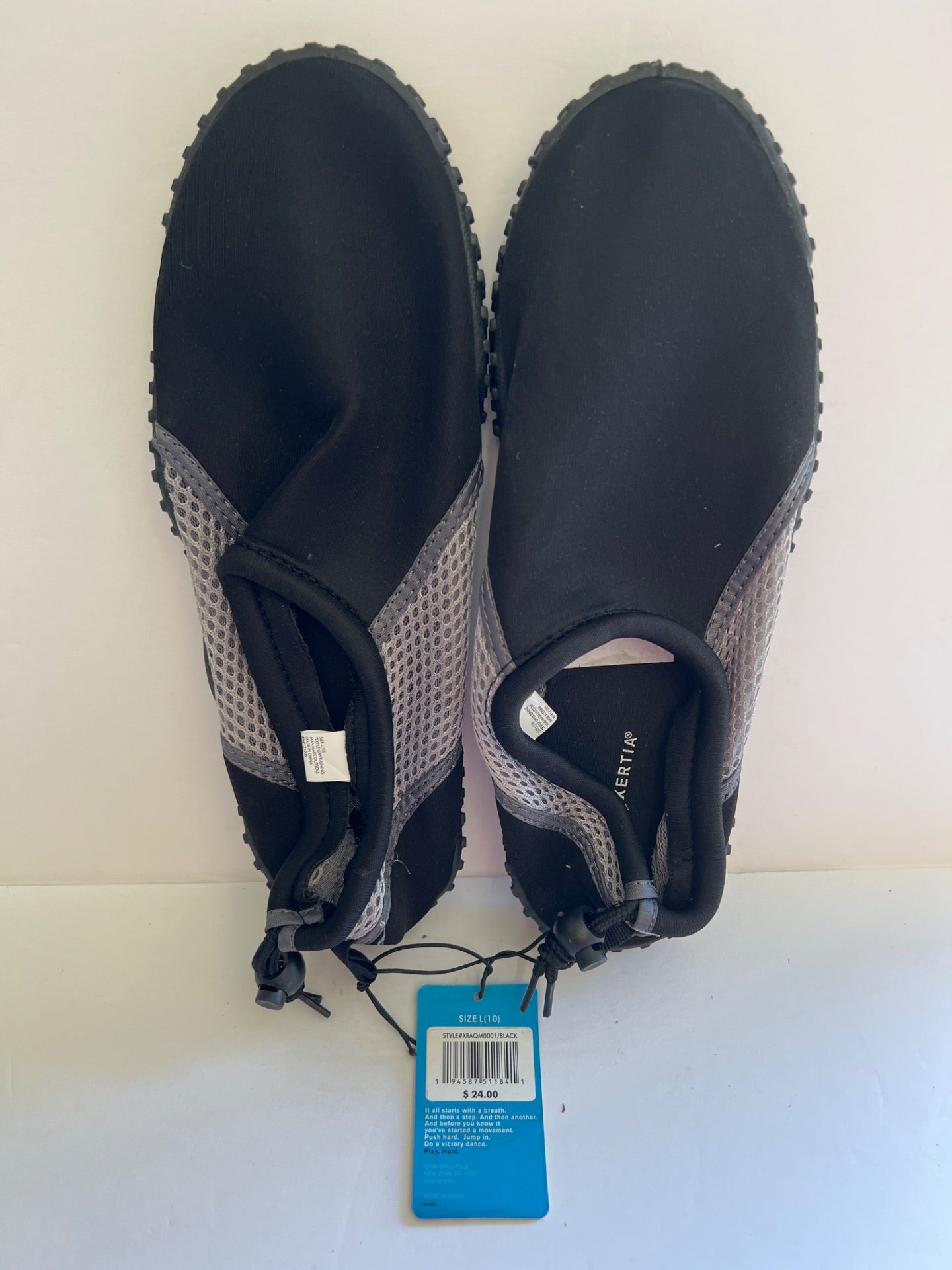 Aqua Shoes with Drawstring - Light Black/Grey - Size L (10) (Retail Price $24)