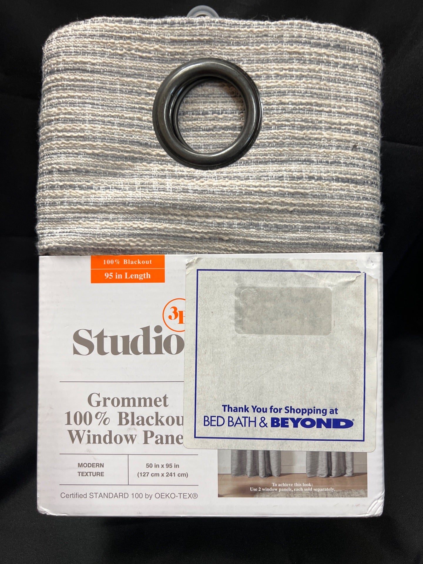 Studio 3B Modern Texture 95-Inch Grommet Window Curtain Panel in Grey (Single) (Retail Price $60)