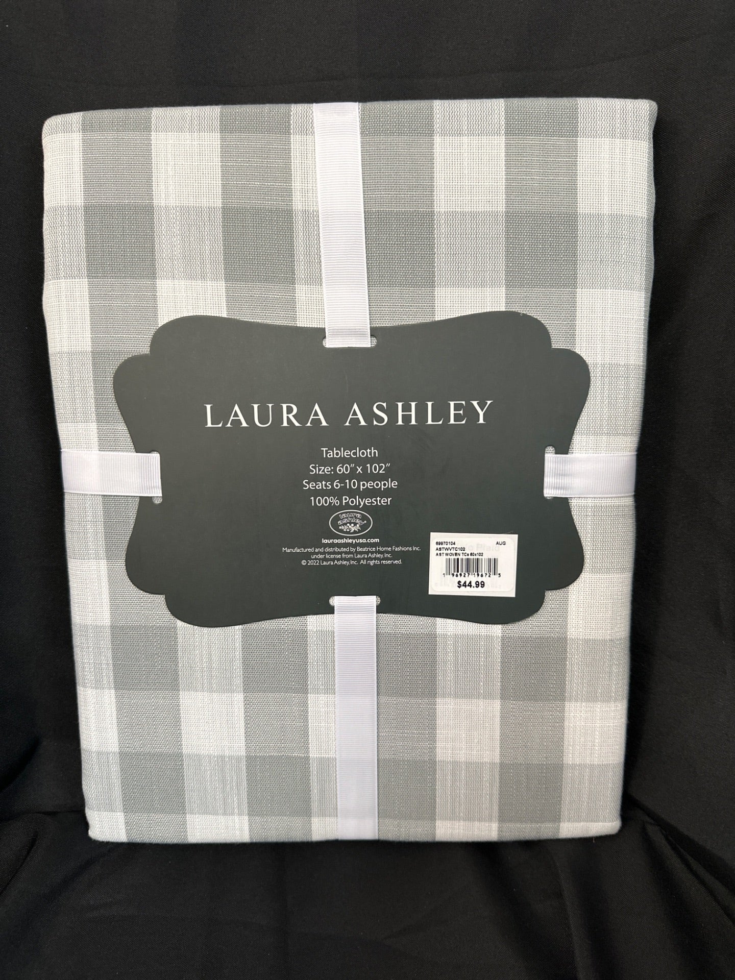 Laura Ashley Tablecloth - Grey and White Plaid (Retail Price $44.99)