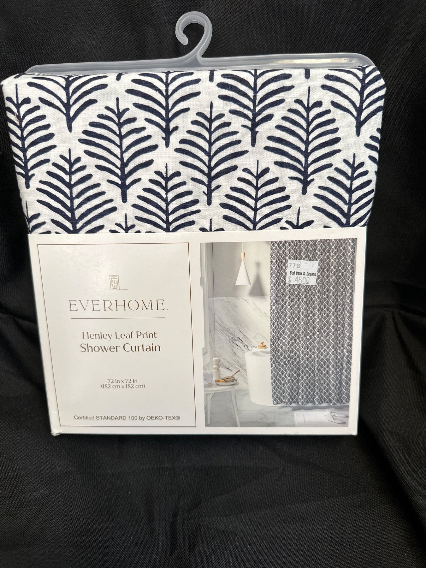 Everhome 72-Inch X 72-Inch Henley Leaf Standard Shower Curtain in Maritime Blue (Retail Price $45)